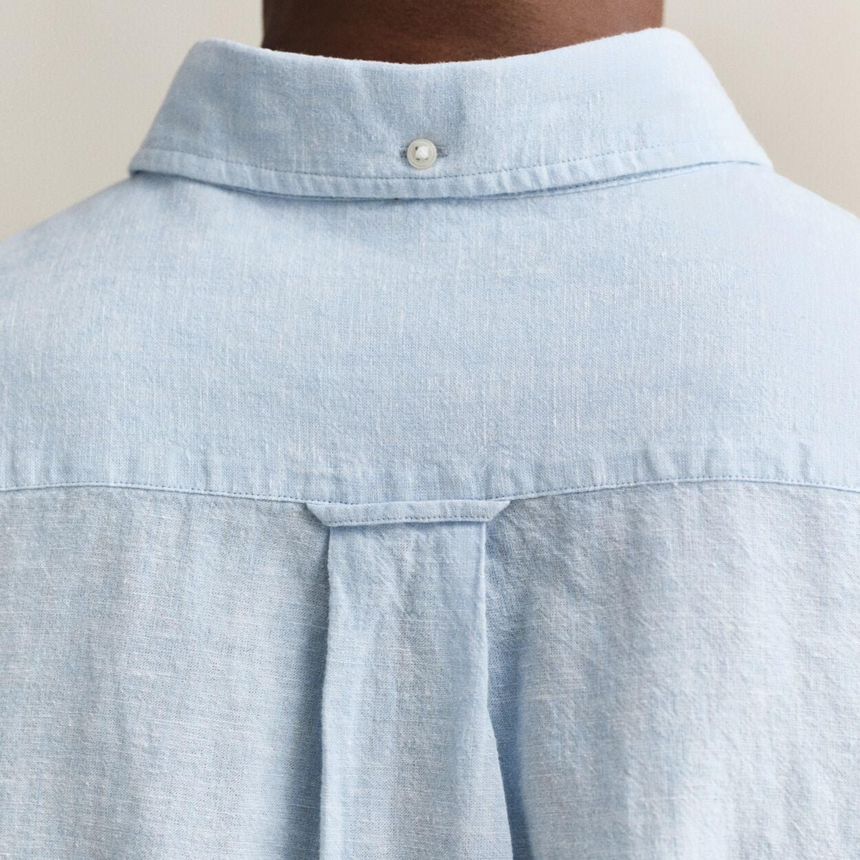 Gant Plain Regular Fit Long Sleeves Linen Button-Down Collar Men's Shirt-men-clothing-shirts-image-30