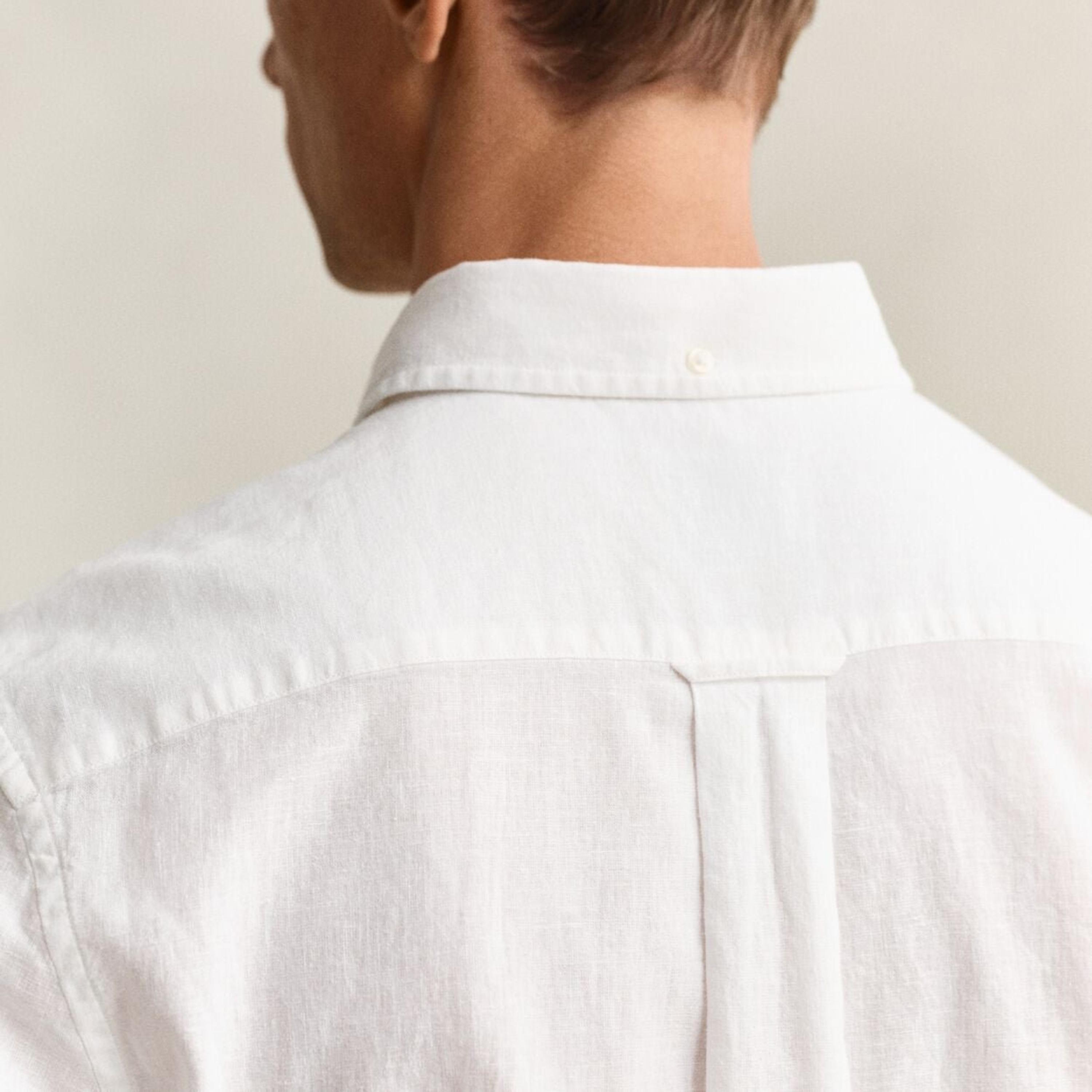 Gant Plain Regular Fit Long Sleeves Linen Button-Down Collar Men's Shirt-men-clothing-shirts-image-5