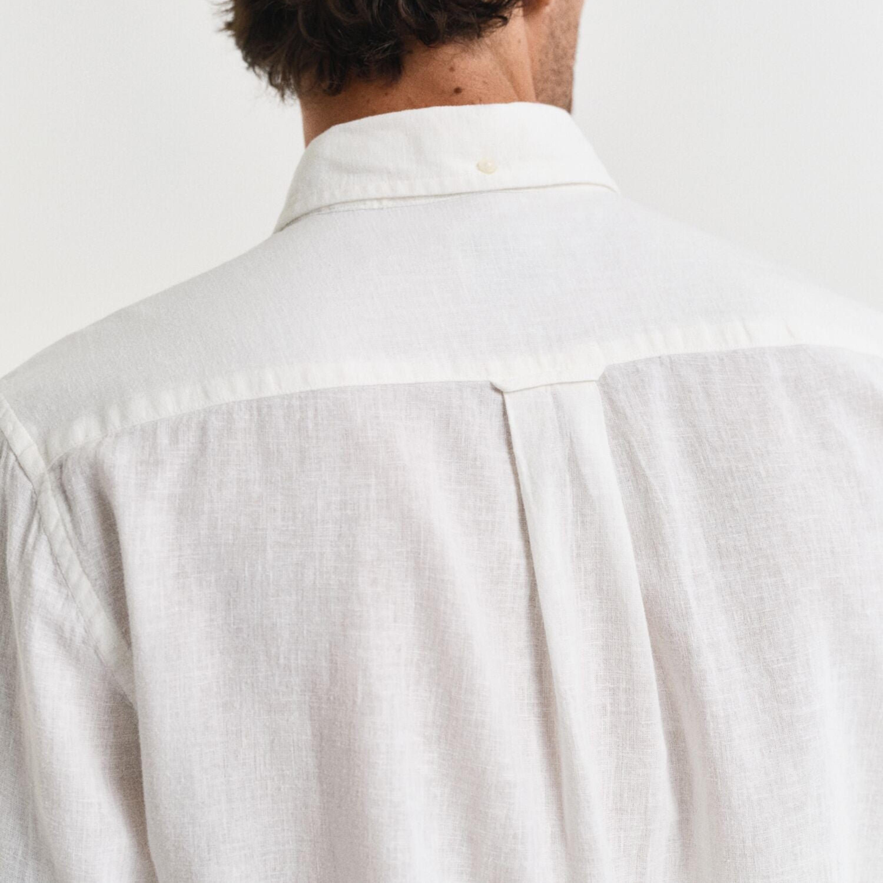 Gant Plain Regular Fit Long Sleeves Linen Button-Down Collar Men's Shirt-men-clothing-shirts-image-6