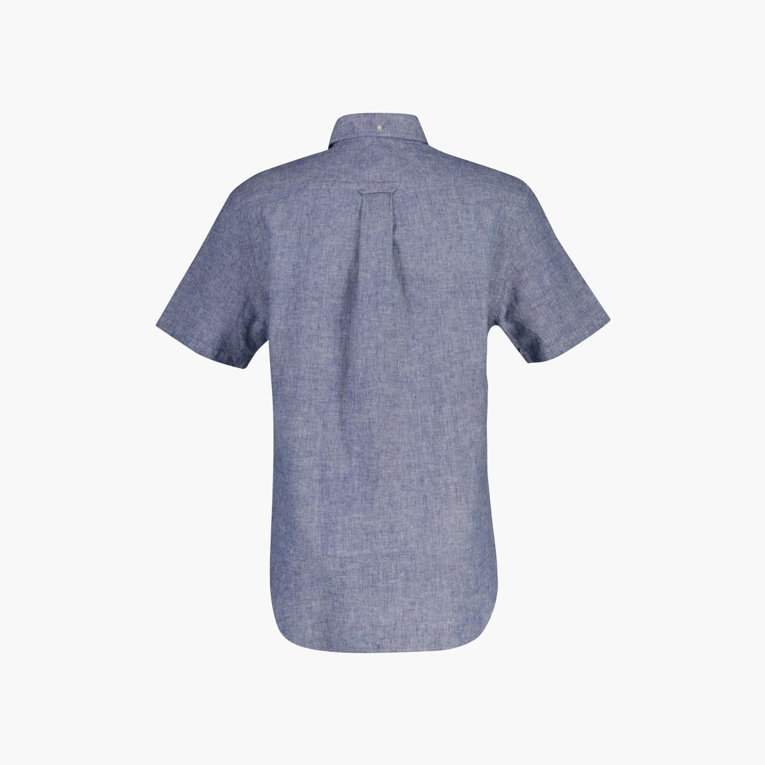 قميص رجالي من الكتان السادة بقصة عادية وياقة وأزرار وأكمام قصيرة من جانت-men-clothing-shirts-image-23