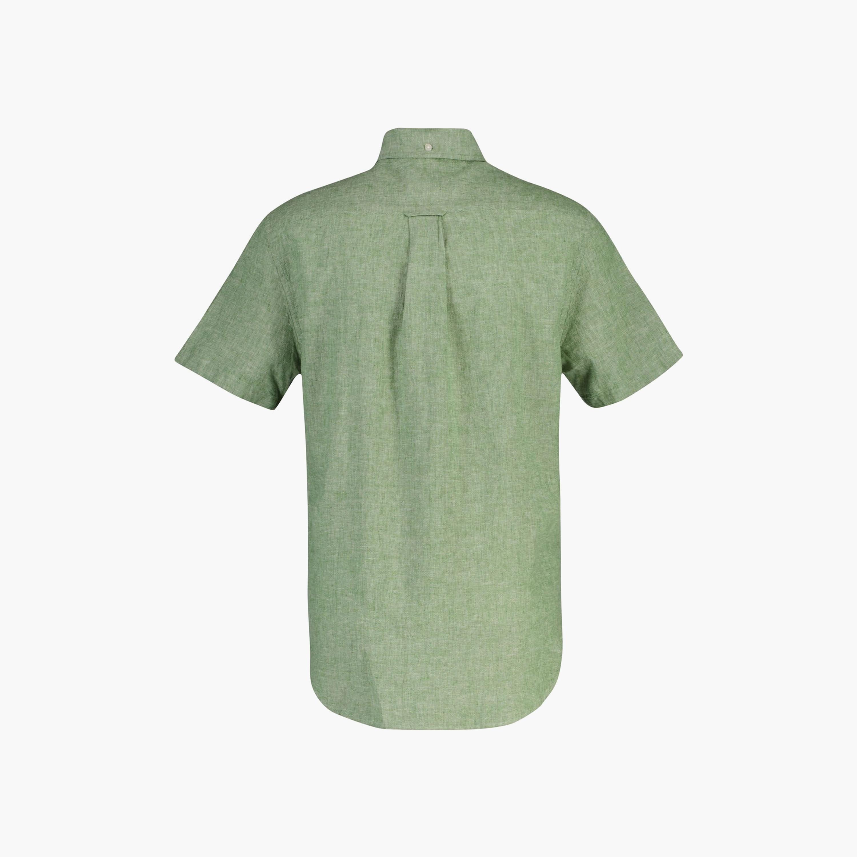 قميص رجالي من الكتان السادة بقصة عادية وياقة وأزرار وأكمام قصيرة من جانت-men-clothing-shirts-image-17