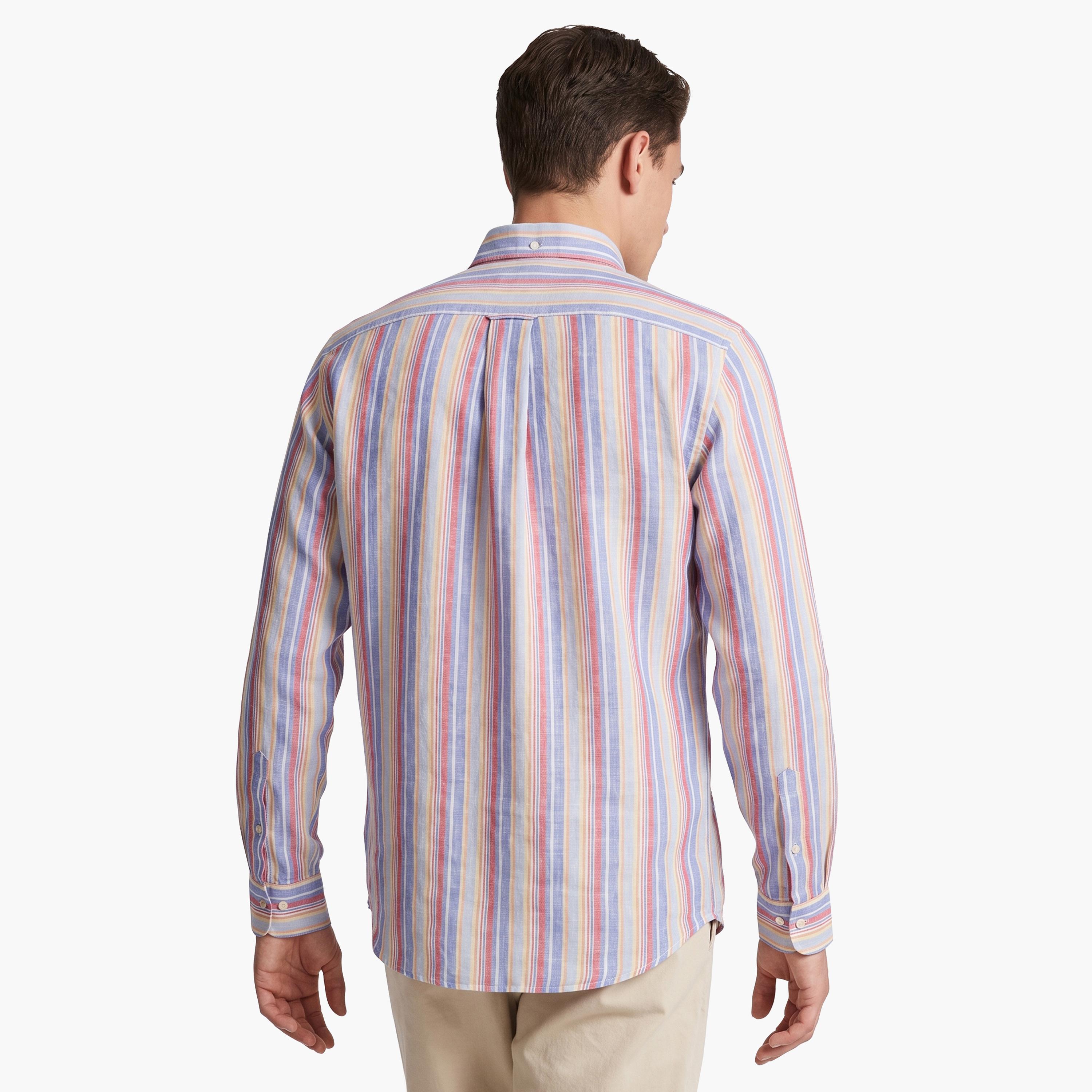 Gant Regular Fit Striped Linen Button-Down Collar Long Sleeves Men's Shirt-men-clothing-shirts-image-4