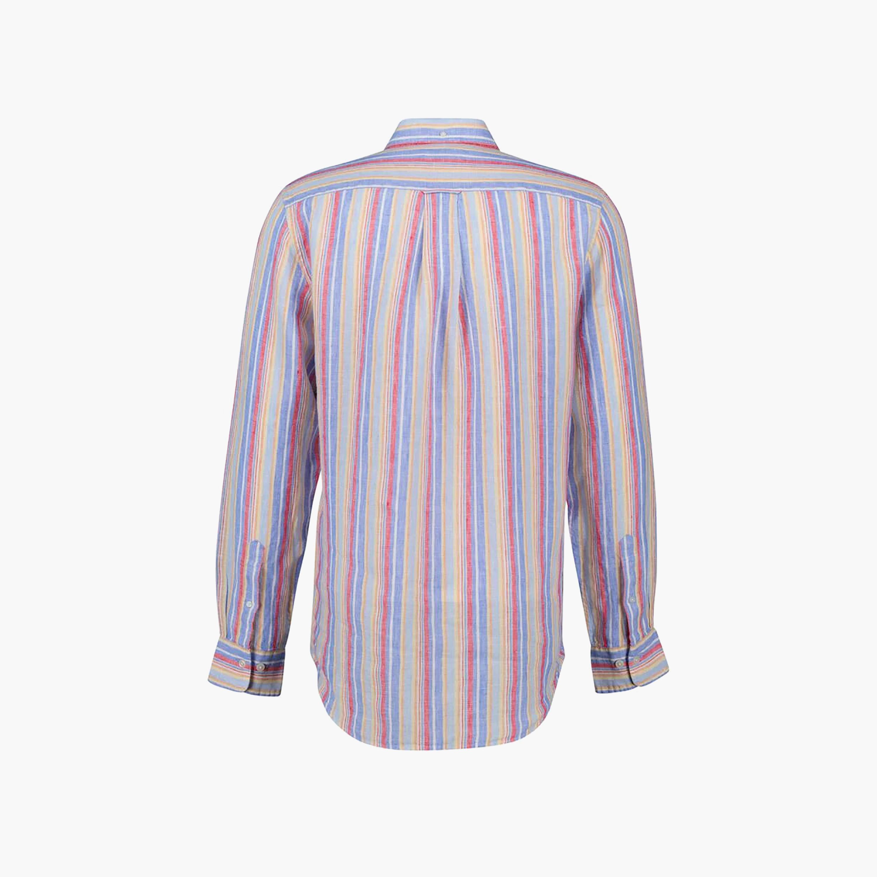 Gant Regular Fit Striped Linen Button-Down Collar Long Sleeves Men's Shirt-men-clothing-shirts-image-7