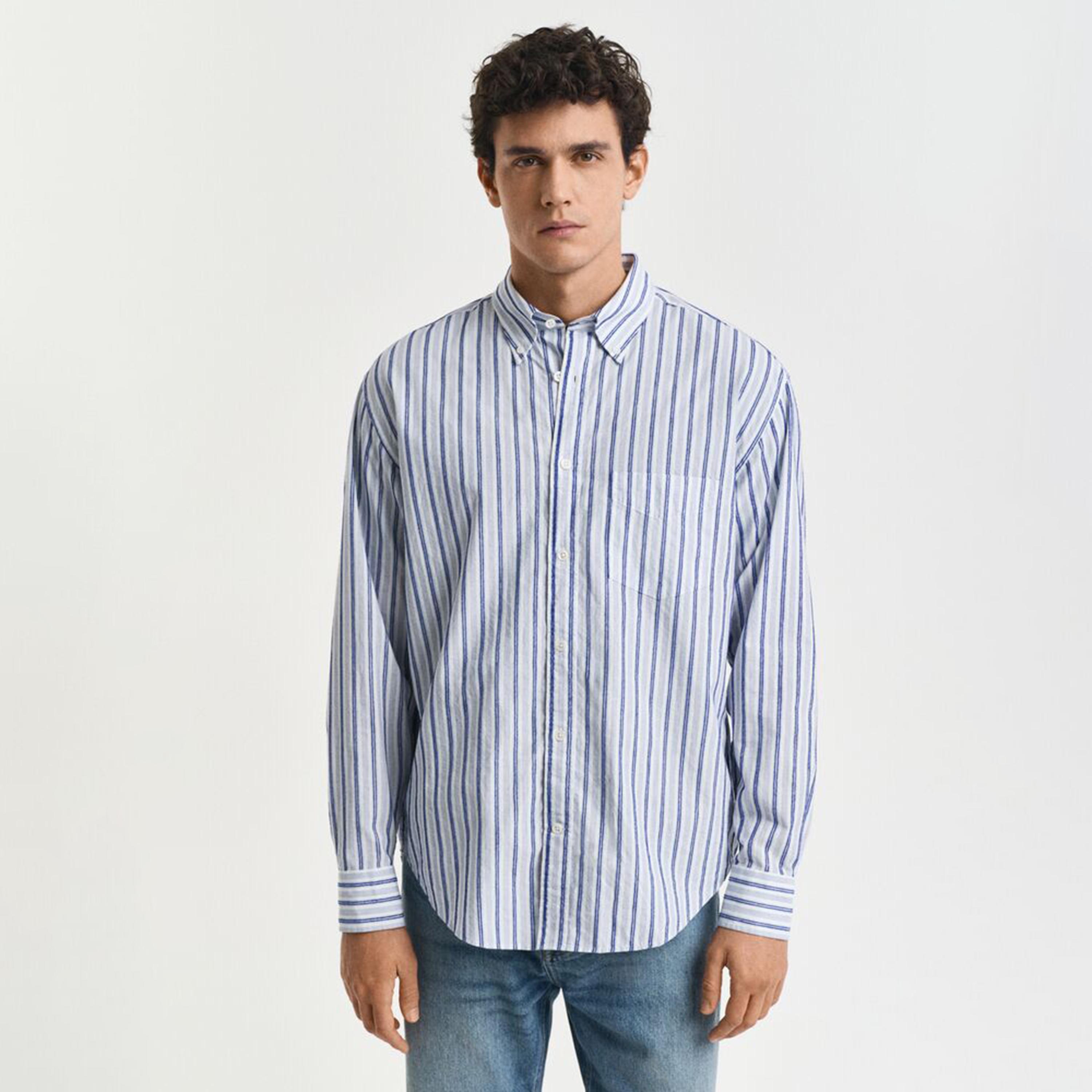 Gant Striped Relaxed Fit Long Sleeves Button-Down Collar Men's Shirt-men-clothing-shirts-image-2