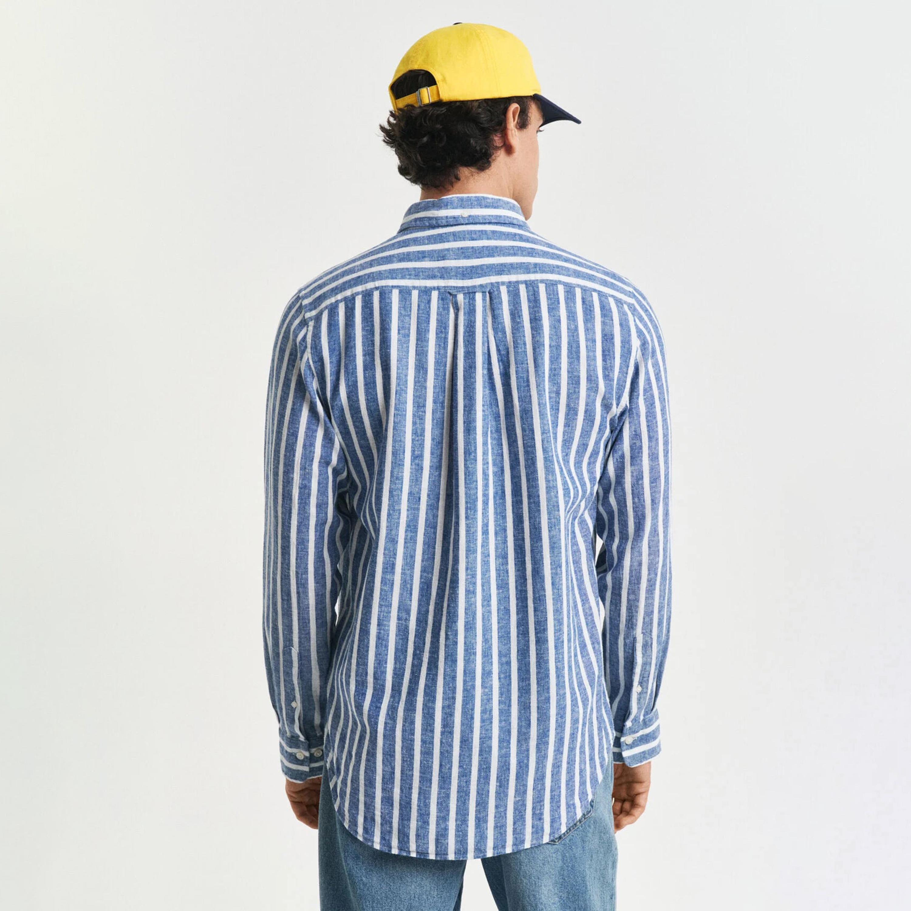 قميص رجالي مخطط بقصّة عادية وأزرار وأكمام طويلة من جانت-men-clothing-shirts-image-3