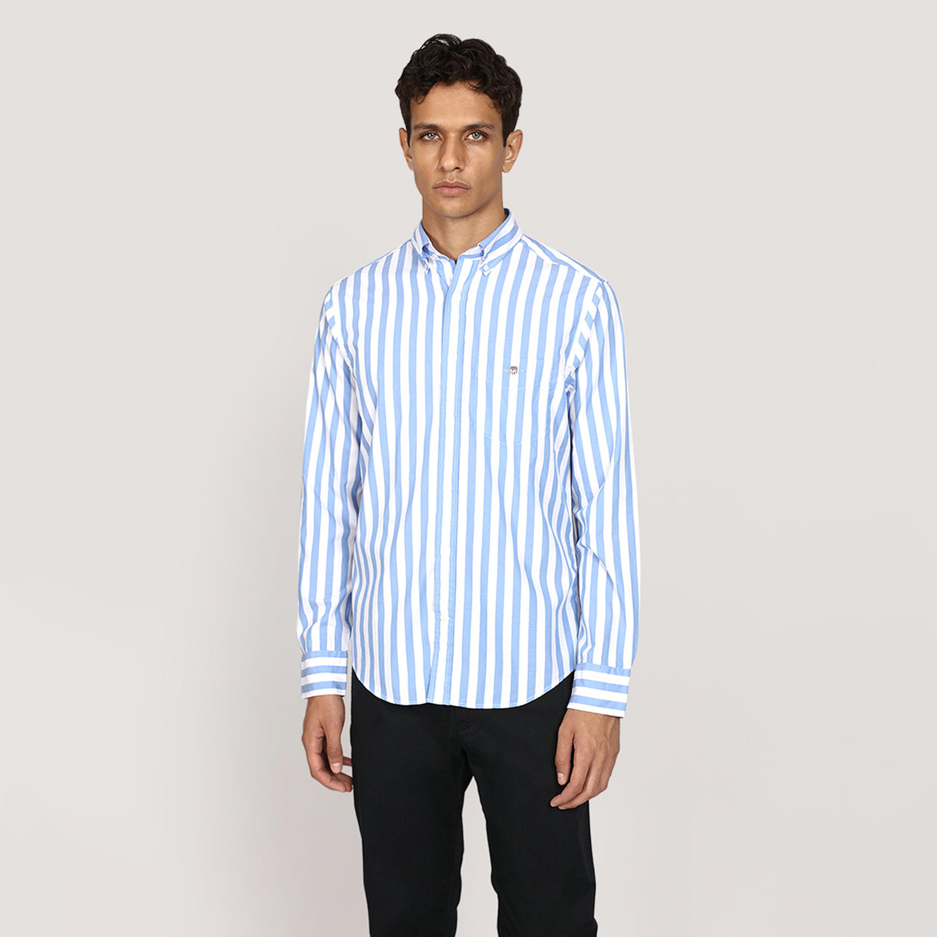 Gant Striped Regular Fit Long Sleeves Poplin Button-Down Collar Men's Shirt-men-clothing-shirts-image-1
