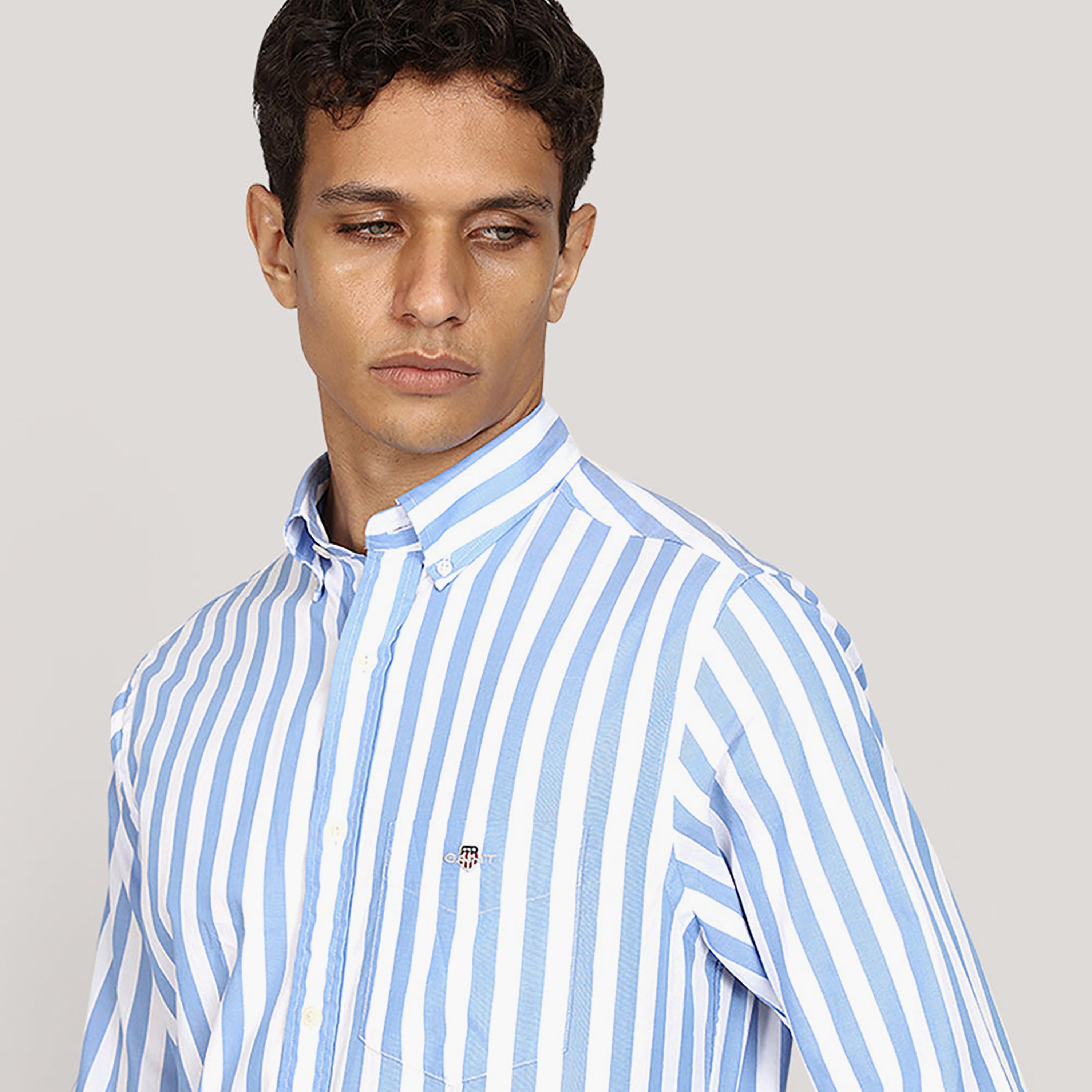 قميص بوبلين رجالي بقصة عادية بياقة بأزرار وأكمام طويلة، مخطط من جانت-men-clothing-shirts-image-3