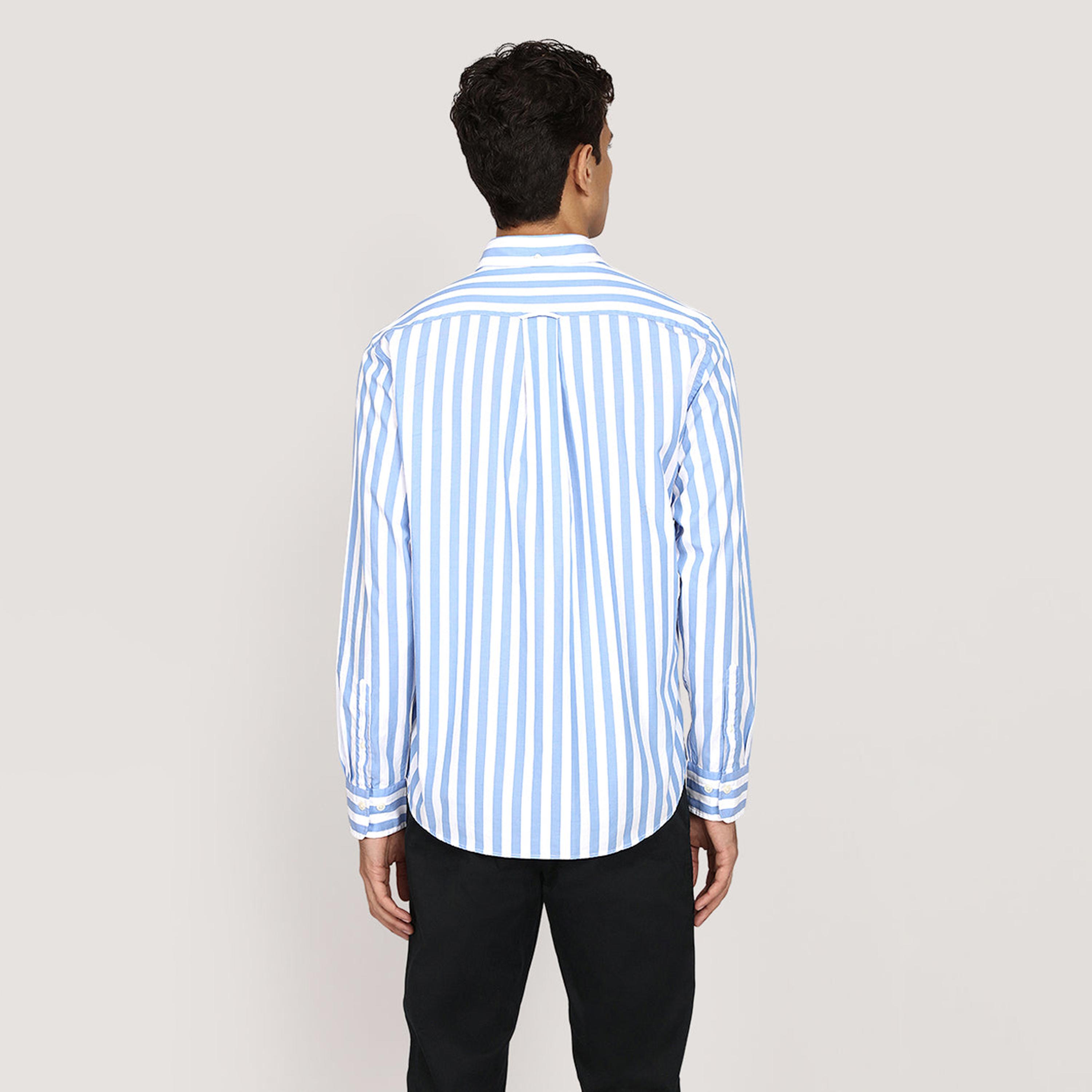 قميص بوبلين رجالي بقصة عادية بياقة بأزرار وأكمام طويلة، مخطط من جانت-men-clothing-shirts-image-4