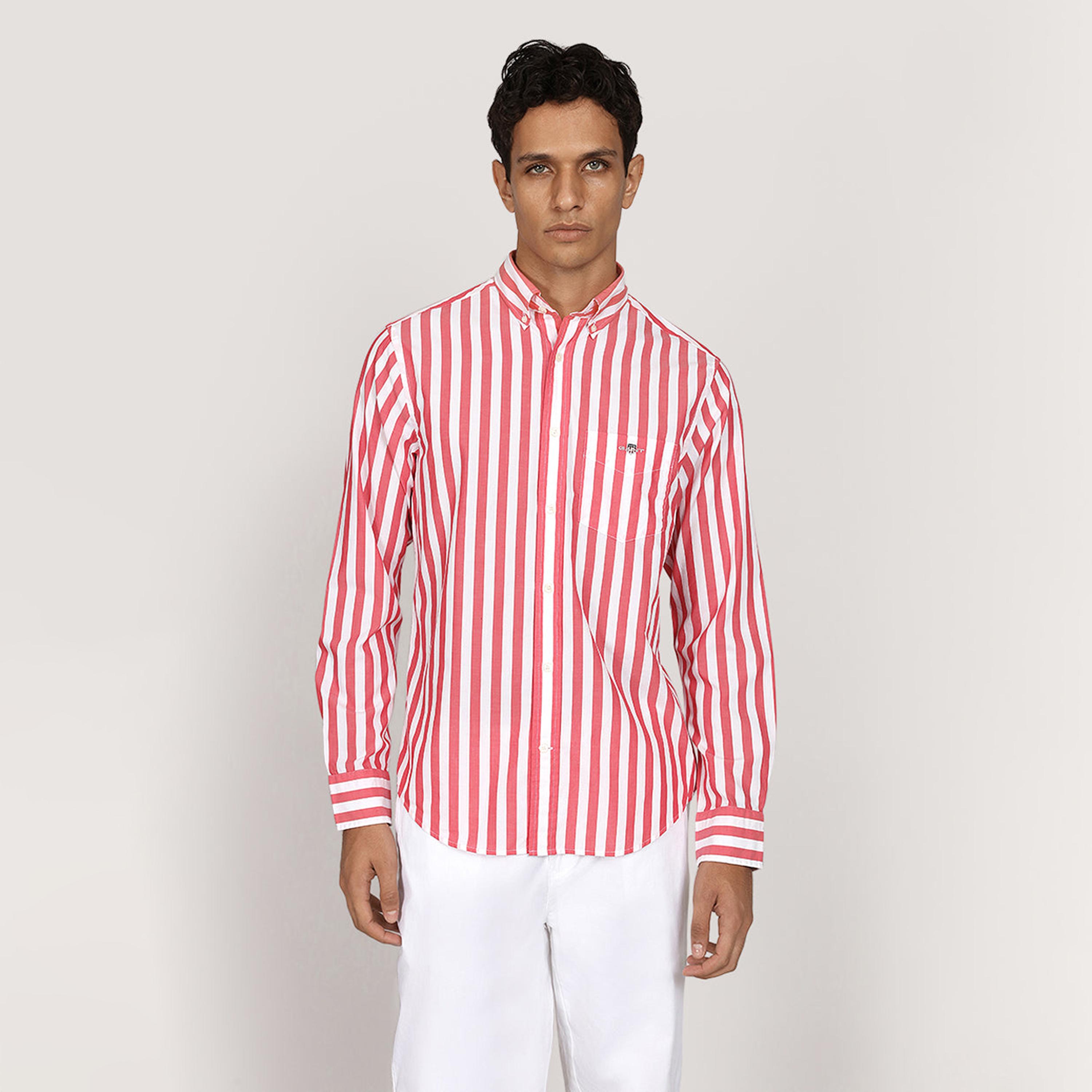 قميص بوبلين رجالي بقصة عادية بياقة بأزرار وأكمام طويلة، مخطط من جانت-men-clothing-shirts-image-5