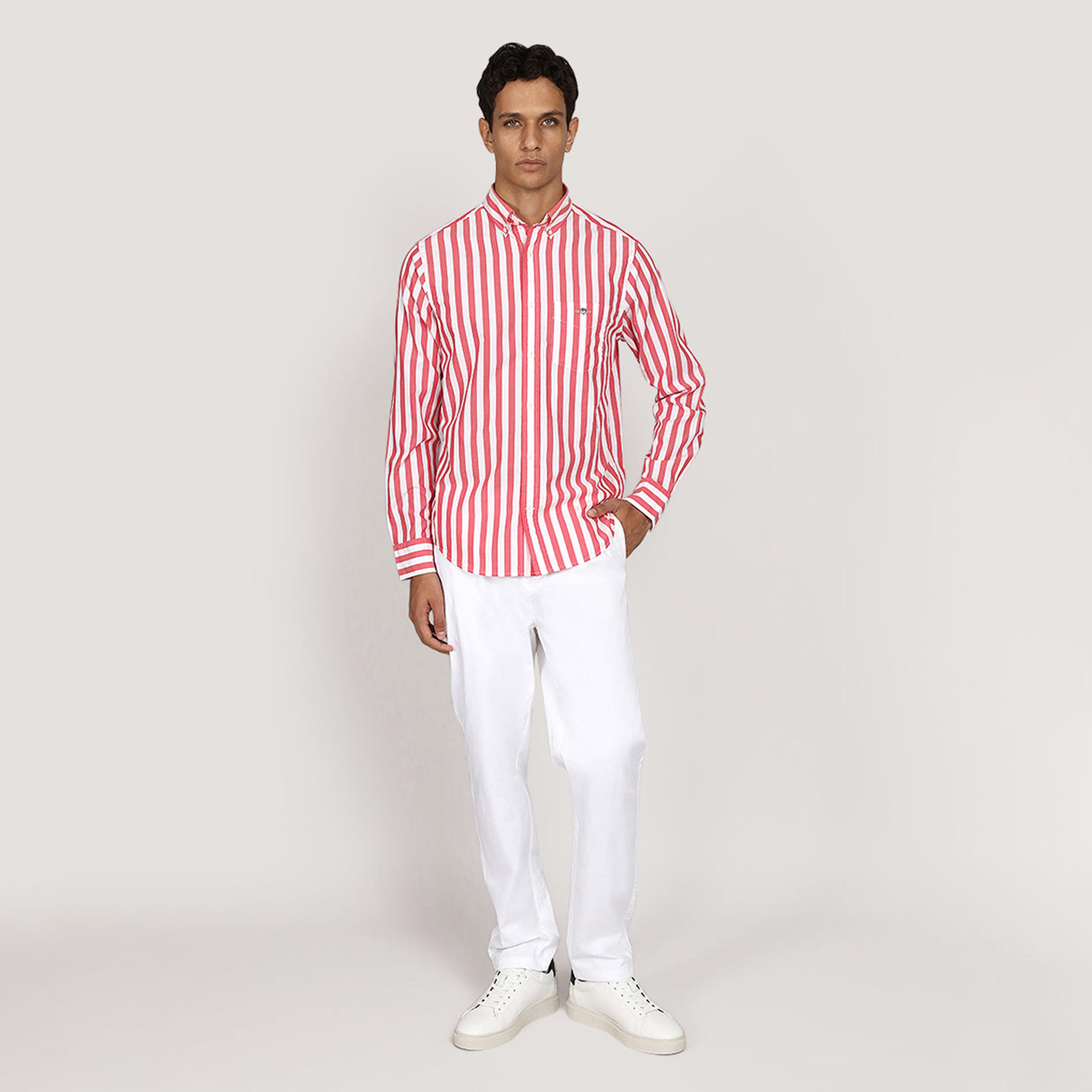 قميص بوبلين رجالي بقصة عادية بياقة بأزرار وأكمام طويلة، مخطط من جانت-men-clothing-shirts-image-7
