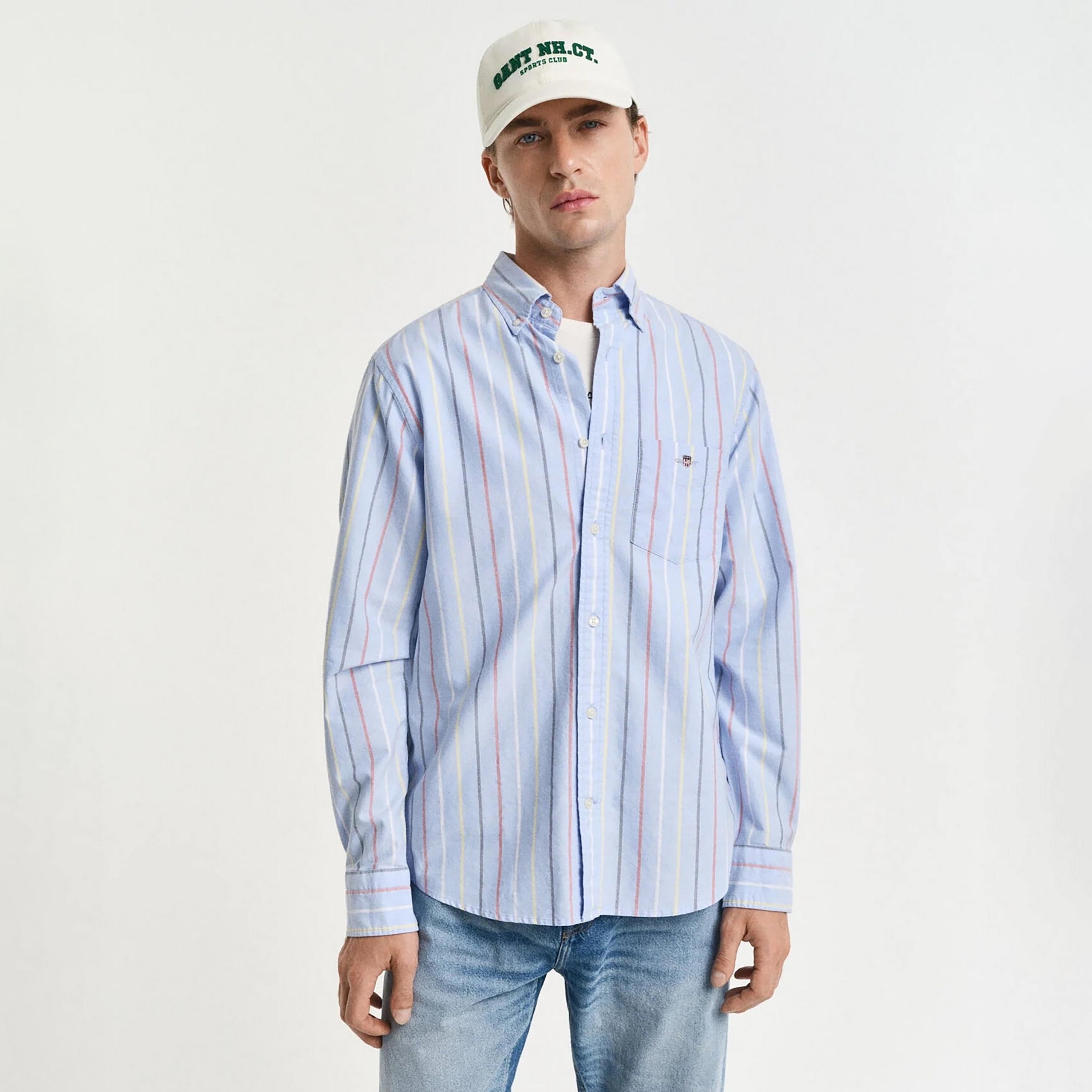 Gant Regular Fit Striped Button Down Collar Long Sleeves Men's Shirt-men-clothing-shirts-image-1