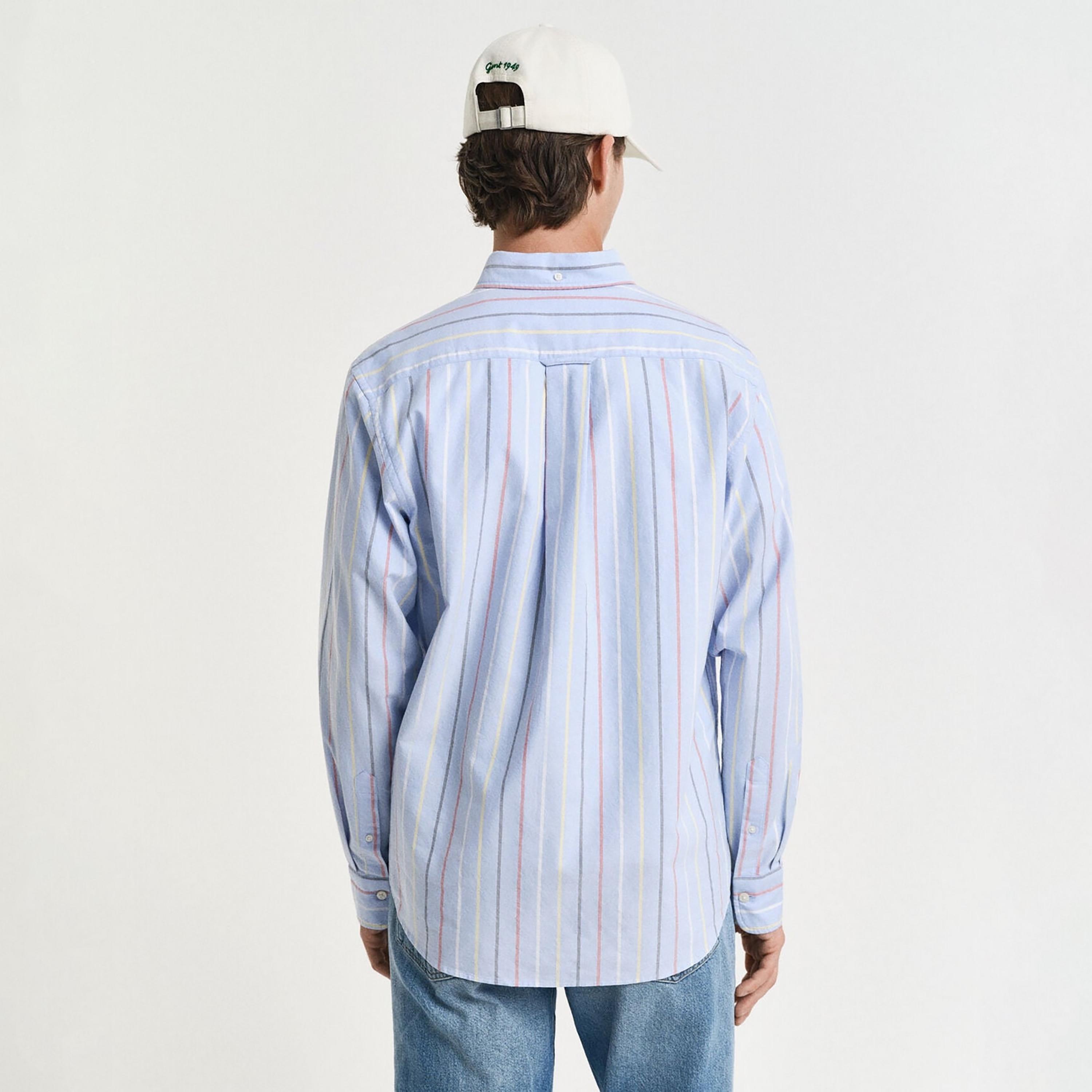 Gant Regular Fit Striped Button Down Collar Long Sleeves Men's Shirt-men-clothing-shirts-image-4