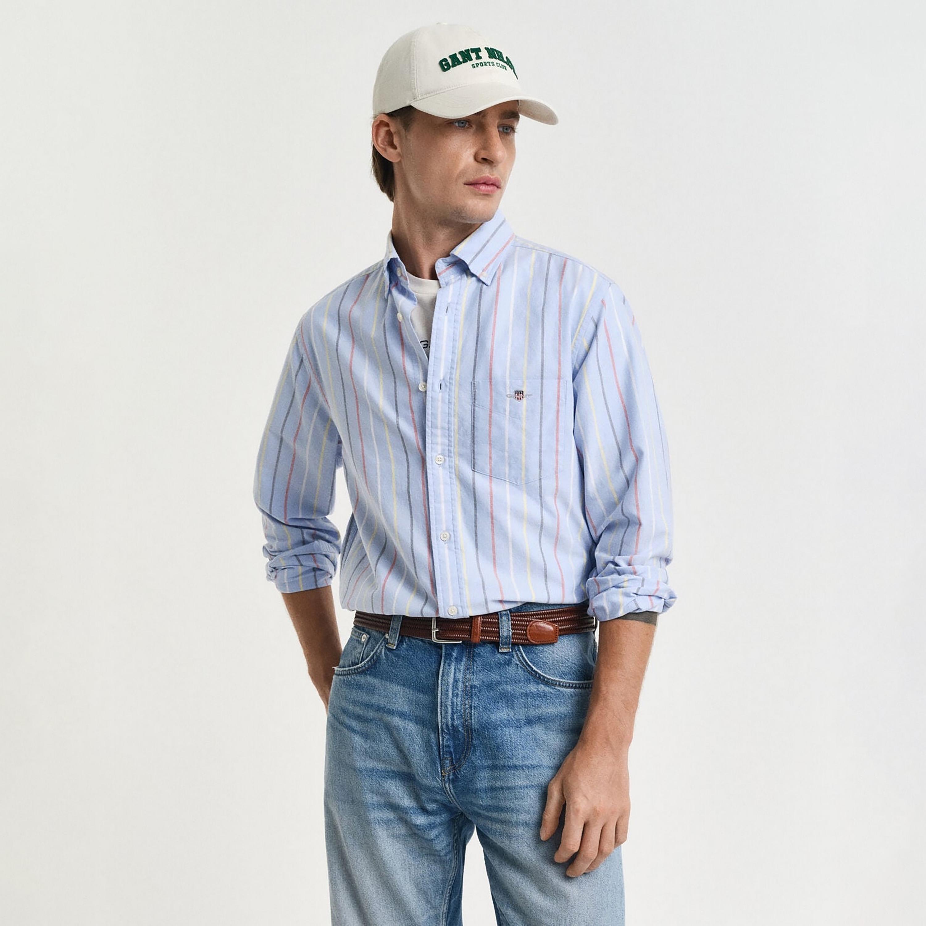 Gant Regular Fit Striped Button Down Collar Long Sleeves Men's Shirt-men-clothing-shirts-image-5