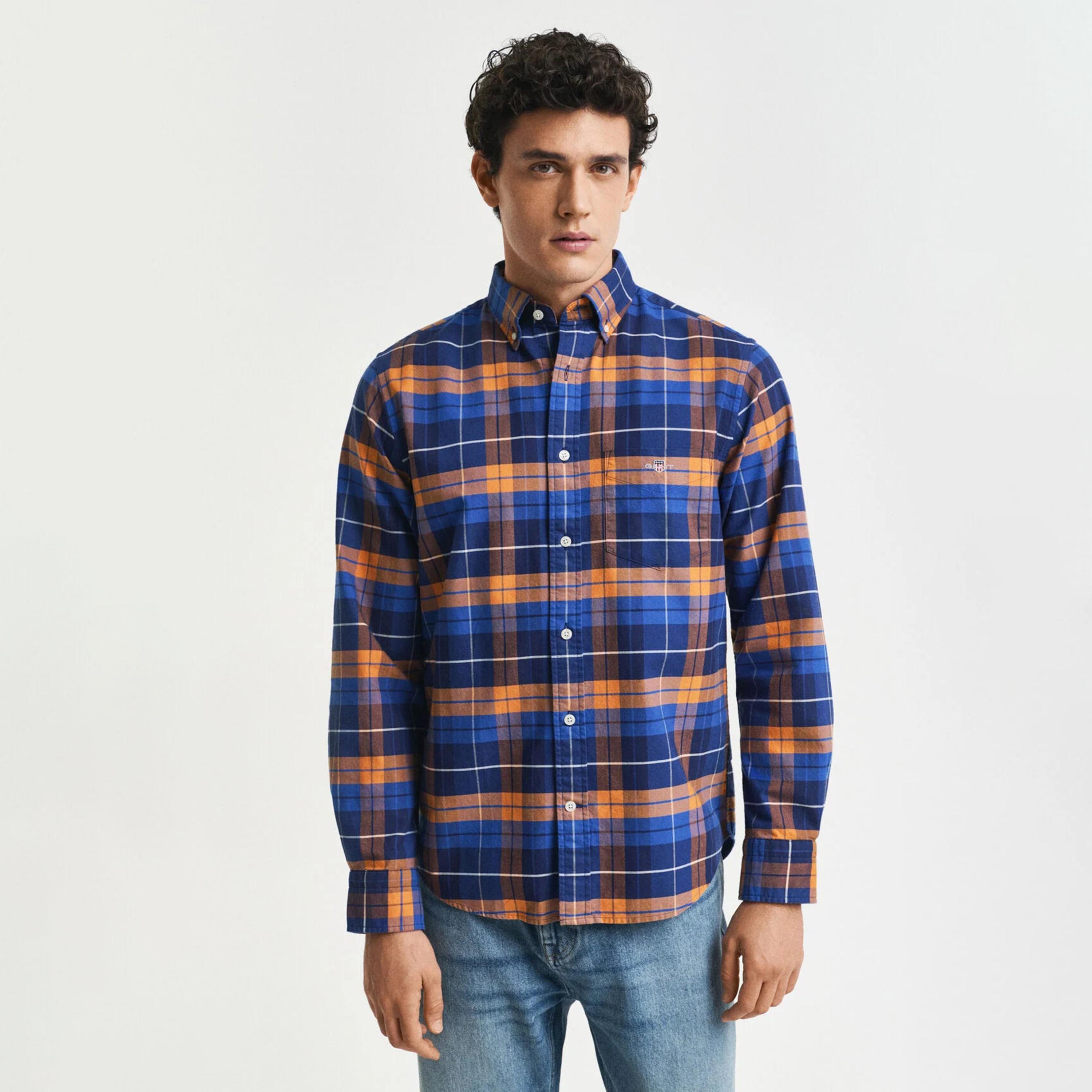 Gant Checked Regular Fit Long Sleeves Classic Oxford Button-Down Collar Men's Shirt-men-clothing-shirts-image-5