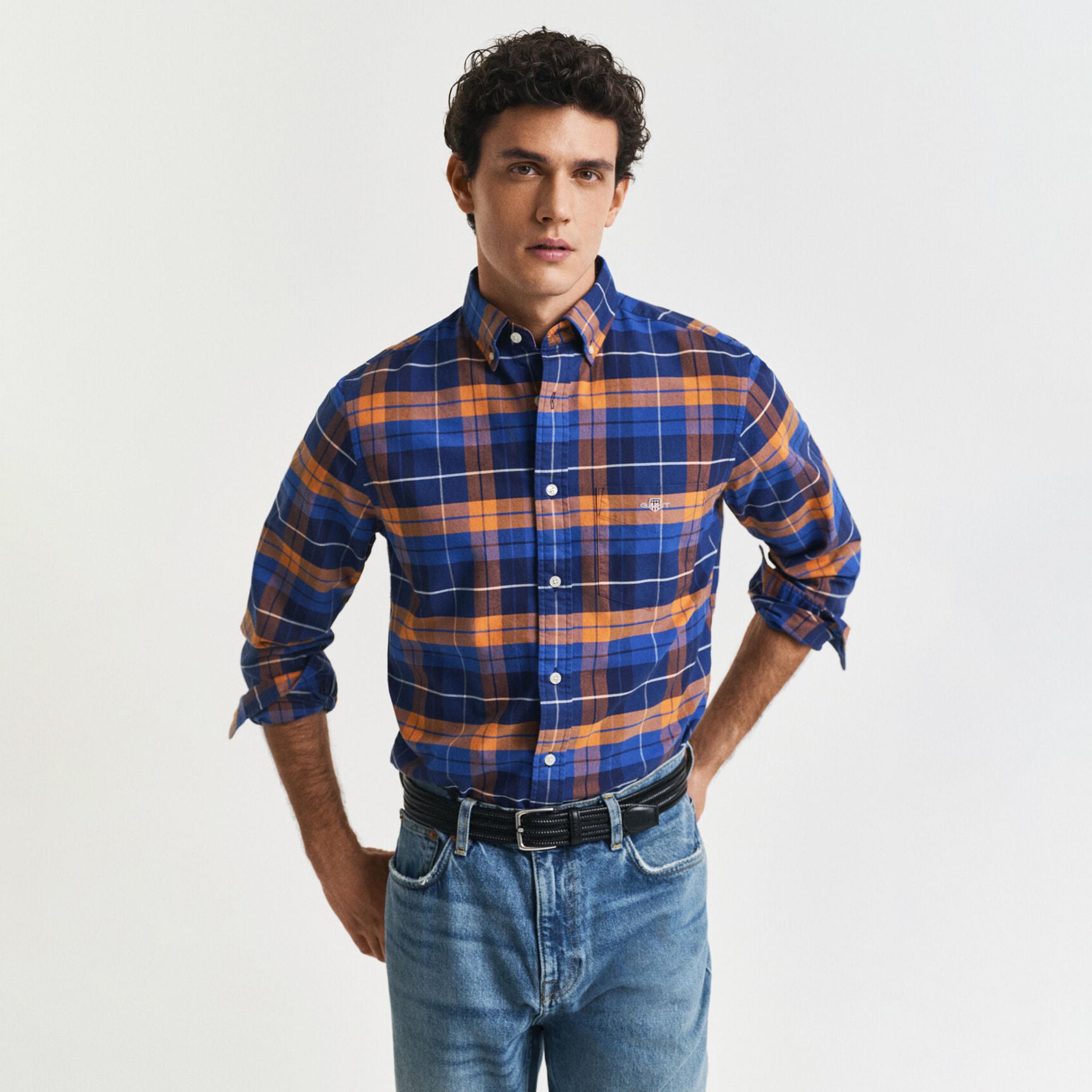 Gant Checked Regular Fit Long Sleeves Classic Oxford Button-Down Collar Men's Shirt-men-clothing-shirts-image-6