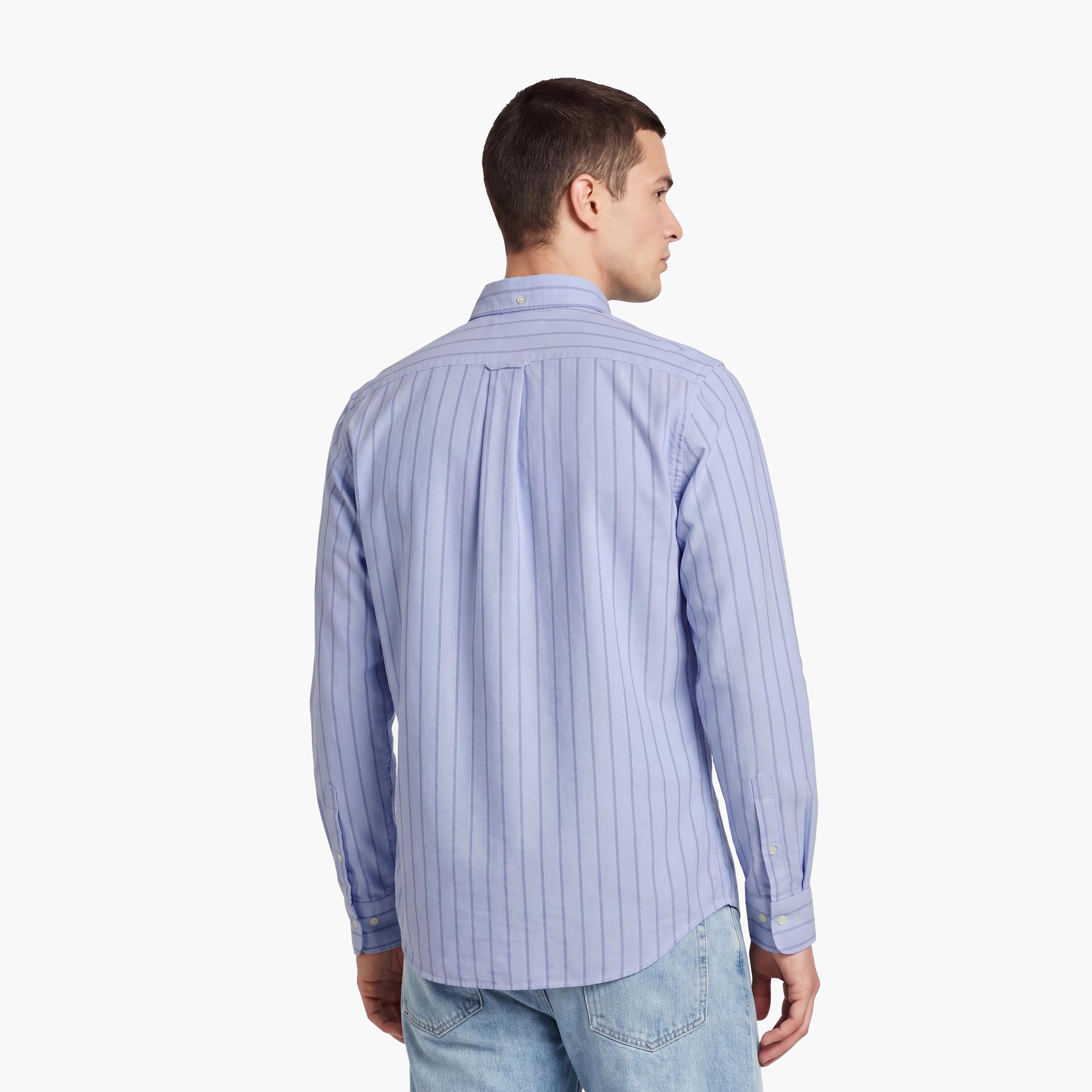 قميص رجالي بقصة عادية مخطط بياقة بأزرار وأكمام طويلة من غانت-men-clothing-shirts-image-4