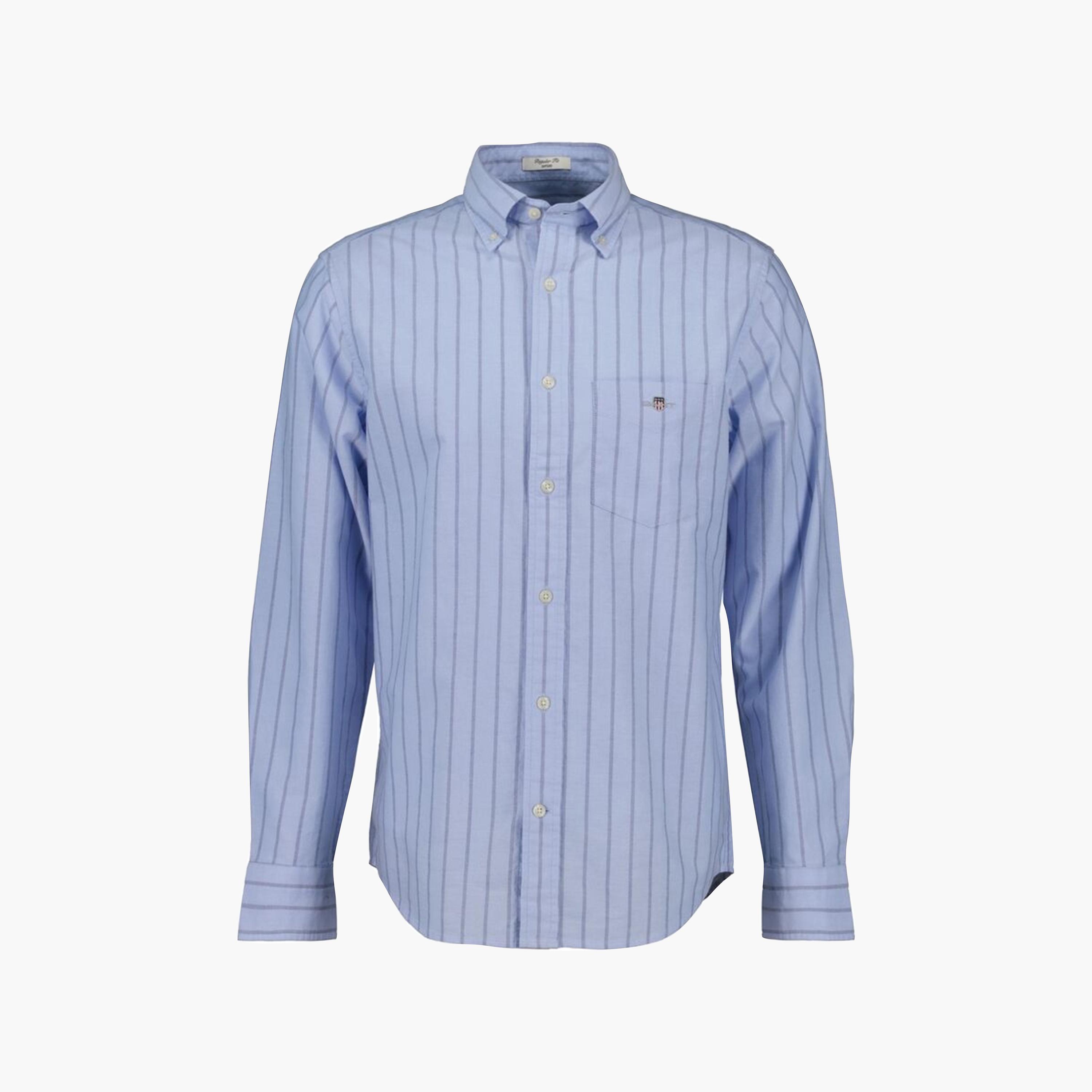 قميص رجالي بقصة عادية مخطط بياقة بأزرار وأكمام طويلة من غانت-men-clothing-shirts-image-6
