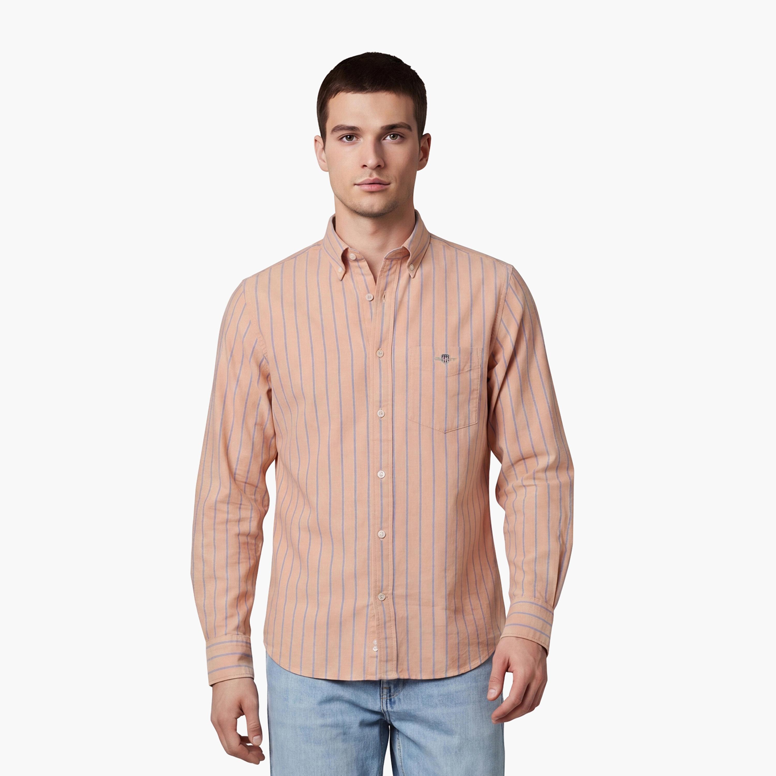 Gant Regular Fit Striped Button Down Collar Long Sleeves Men's Shirt-men-clothing-shirts-image-1