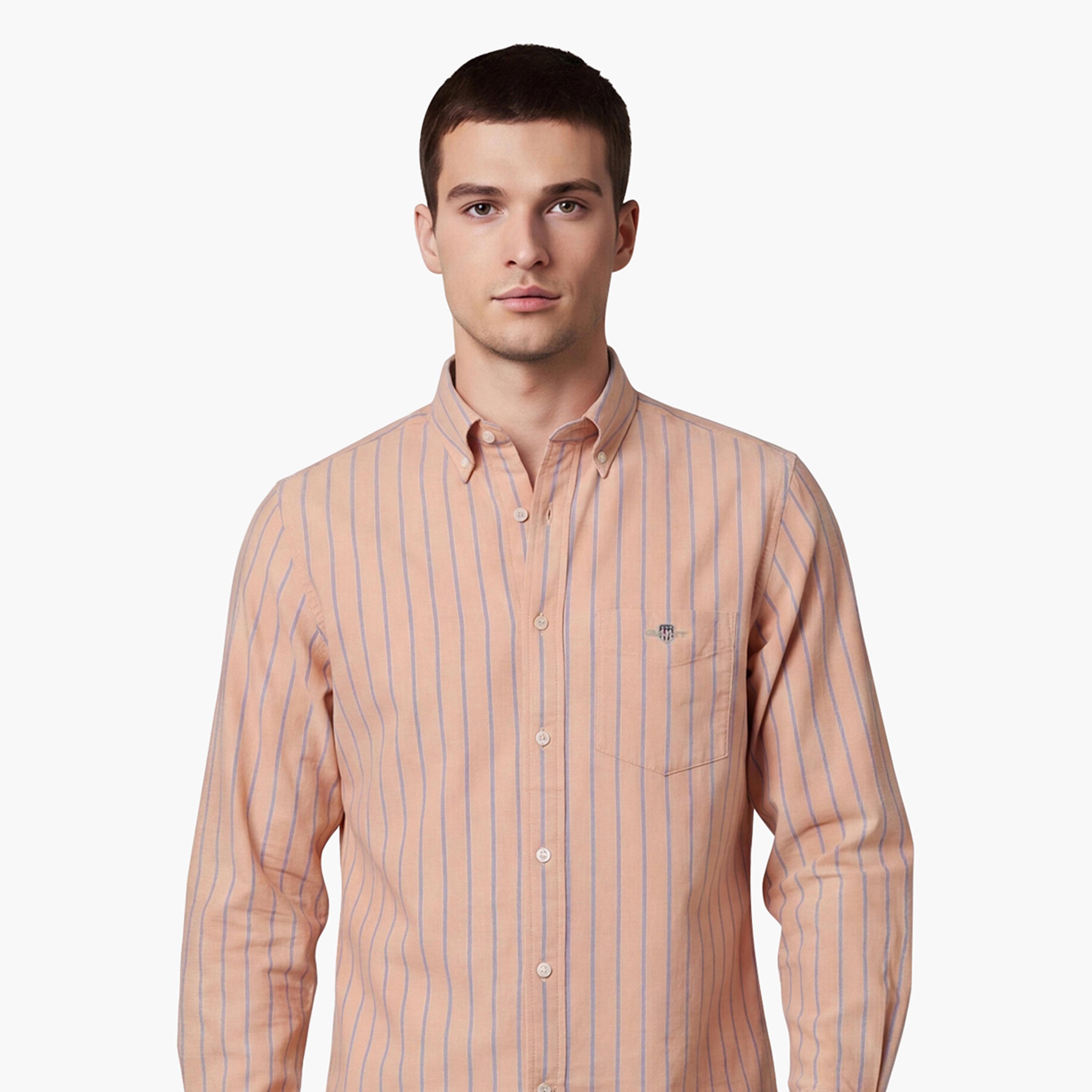 Gant Regular Fit Striped Button Down Collar Long Sleeves Men's Shirt-men-clothing-shirts-image-2