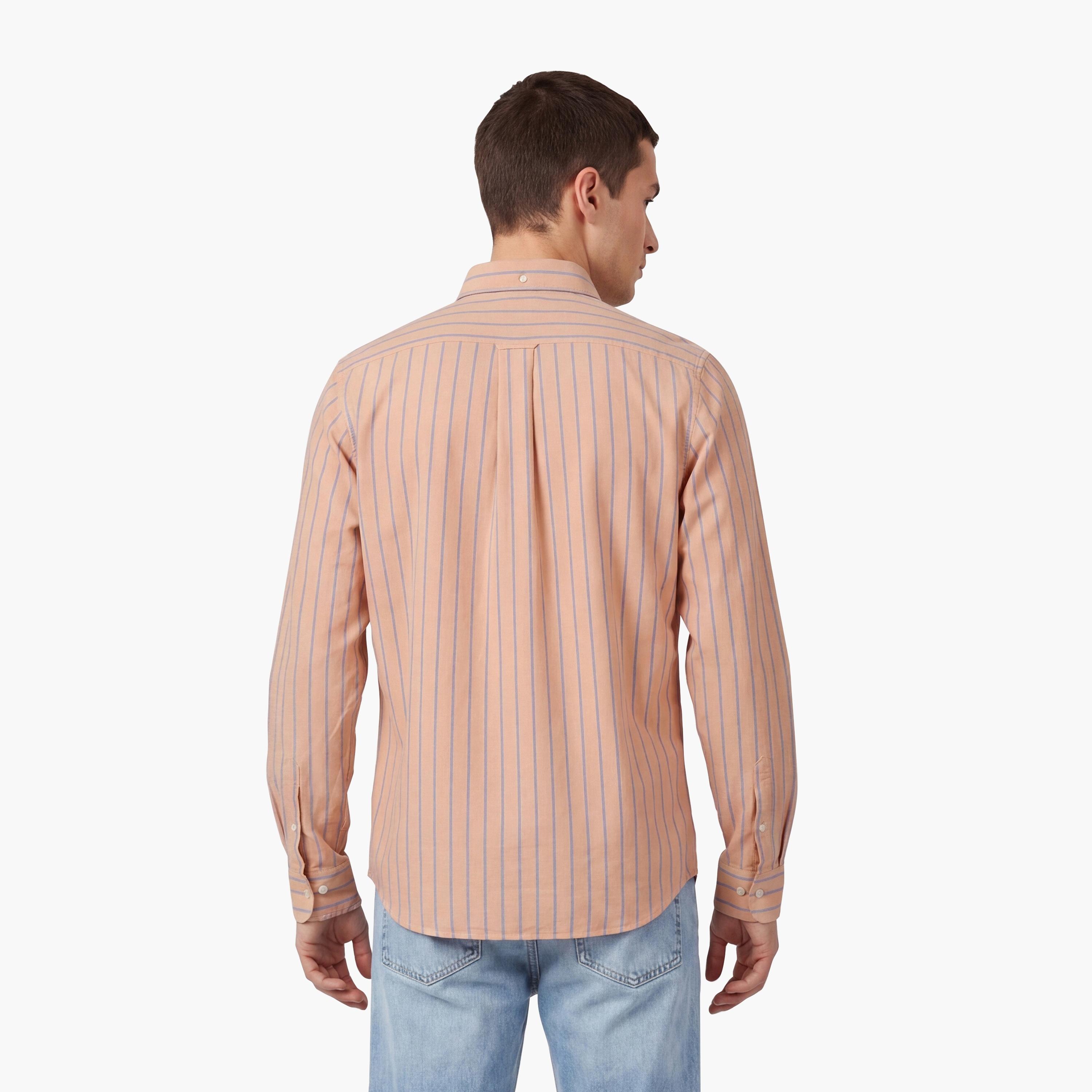 Gant Regular Fit Striped Button Down Collar Long Sleeves Men's Shirt-men-clothing-shirts-image-4