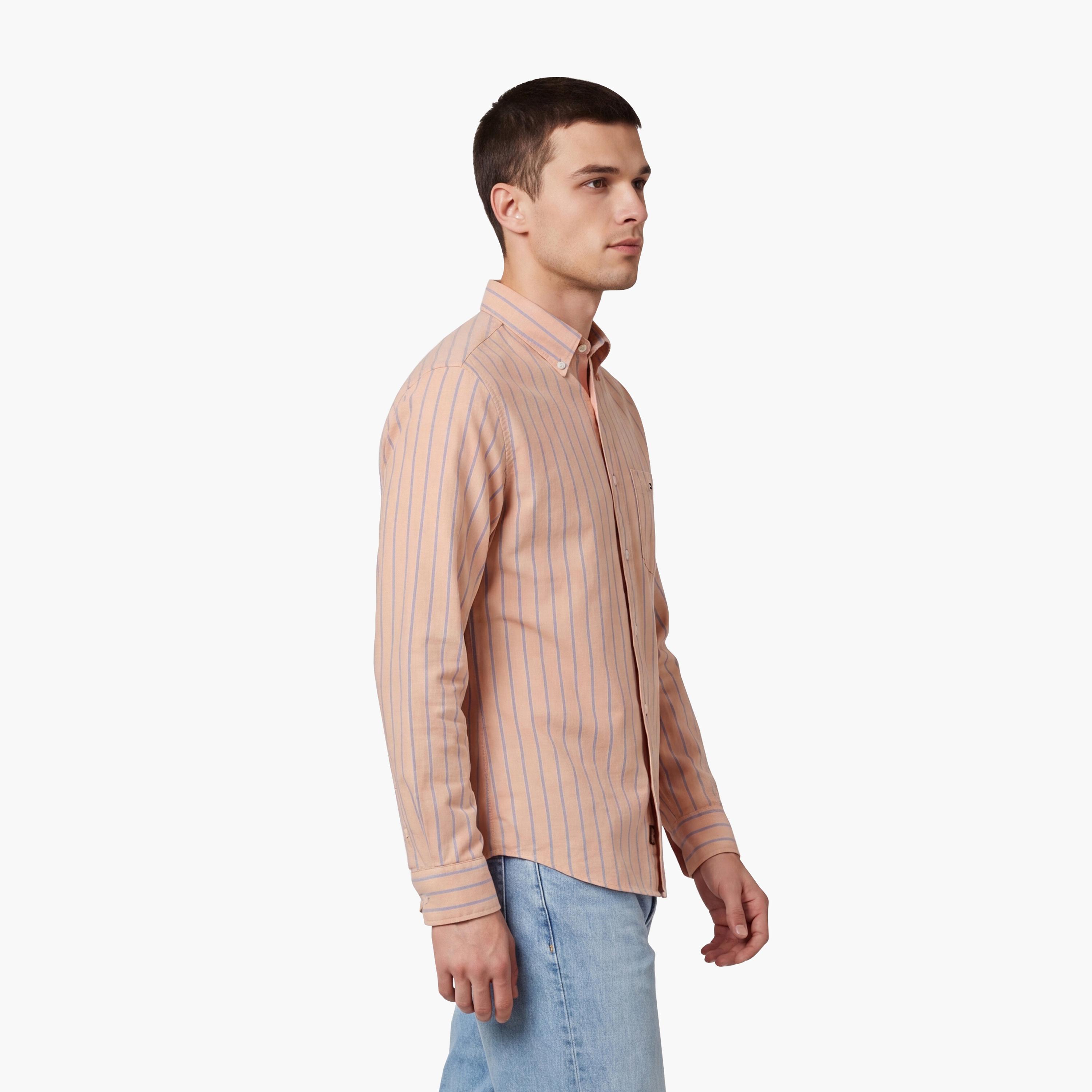 Gant Regular Fit Striped Button Down Collar Long Sleeves Men's Shirt-men-clothing-shirts-image-5