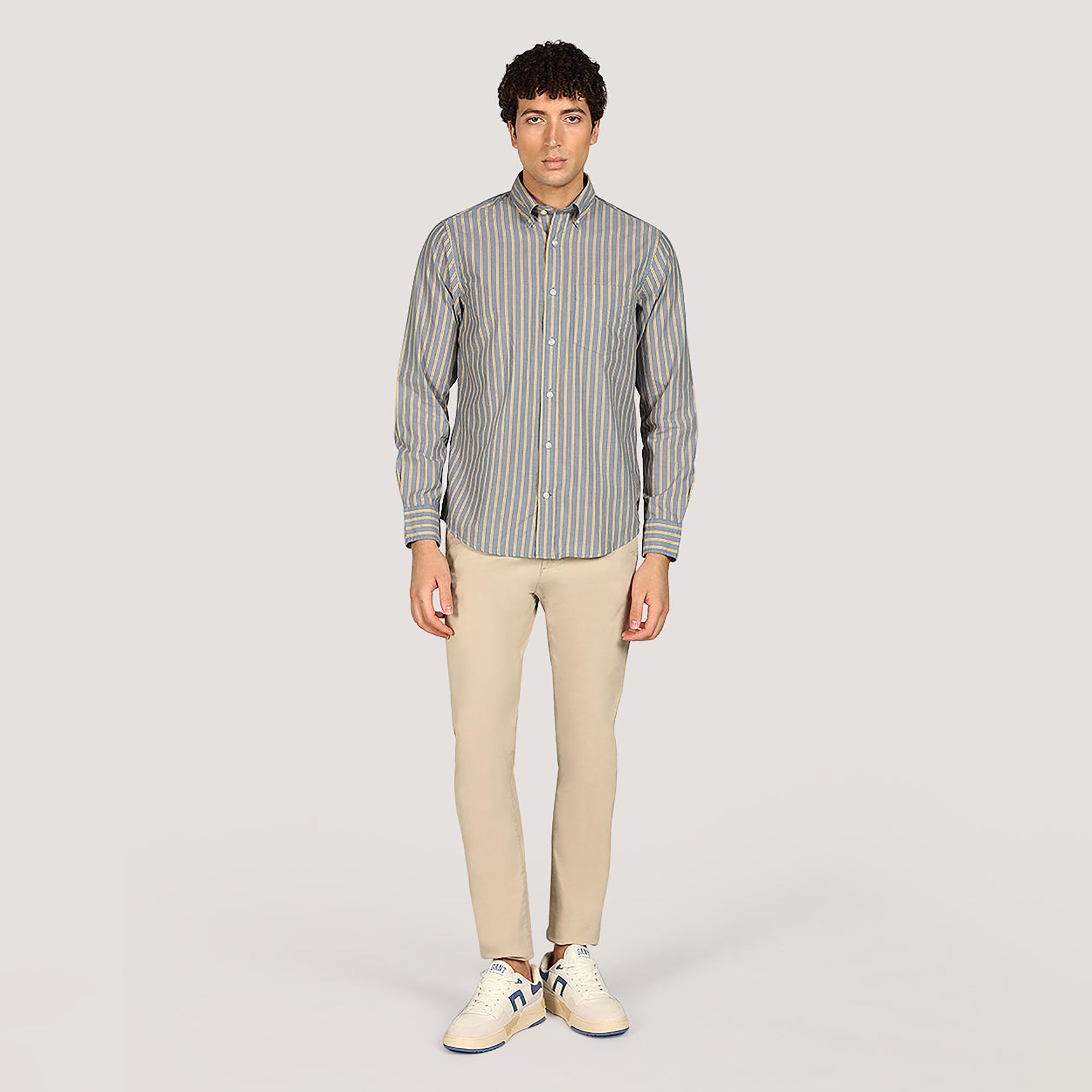 Gant Striped Regular Fit Long Sleeves Poplin Button-Down Collar Men's Shirt-men-clothing-shirts-image-3