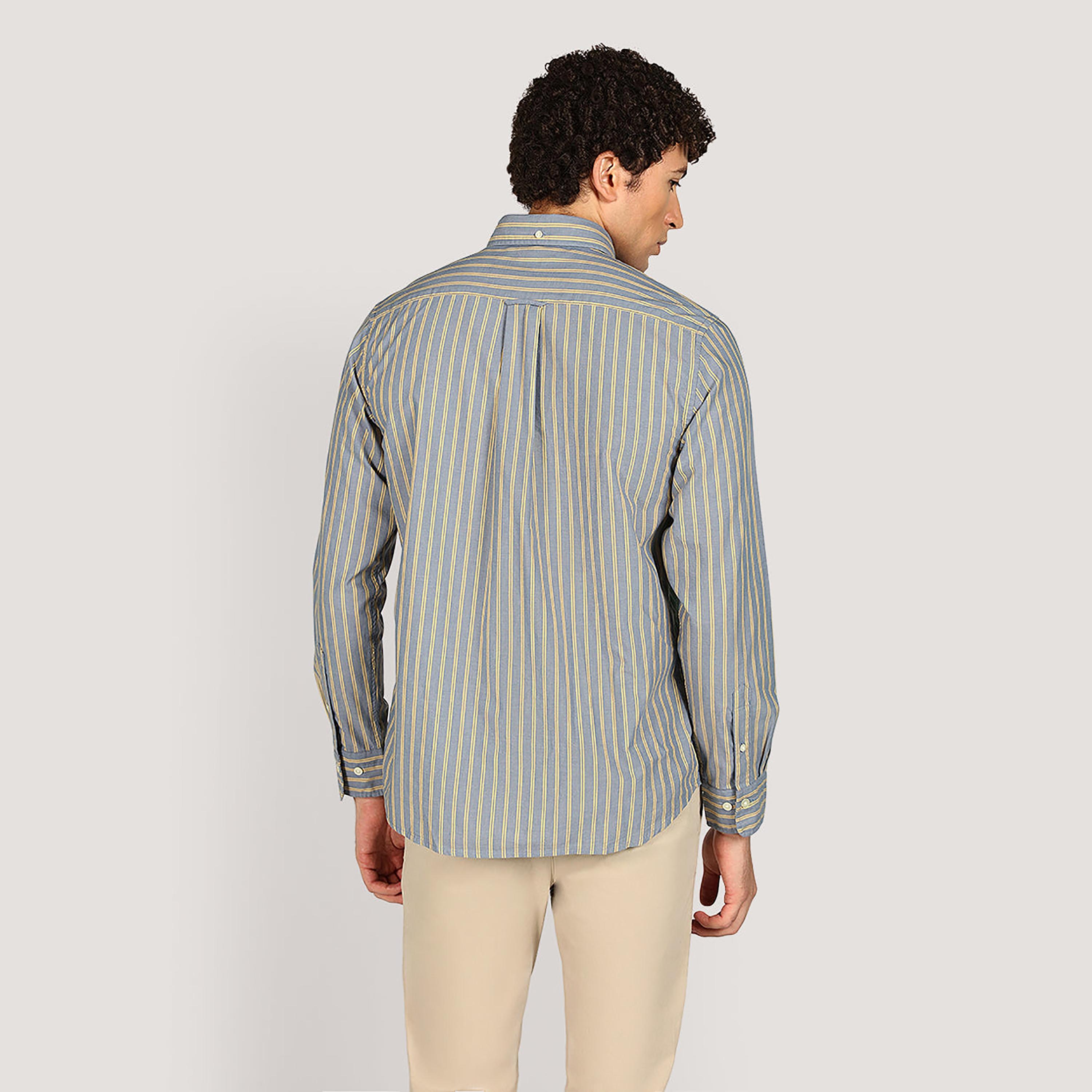 Gant Striped Regular Fit Long Sleeves Poplin Button-Down Collar Men's Shirt-men-clothing-shirts-image-4