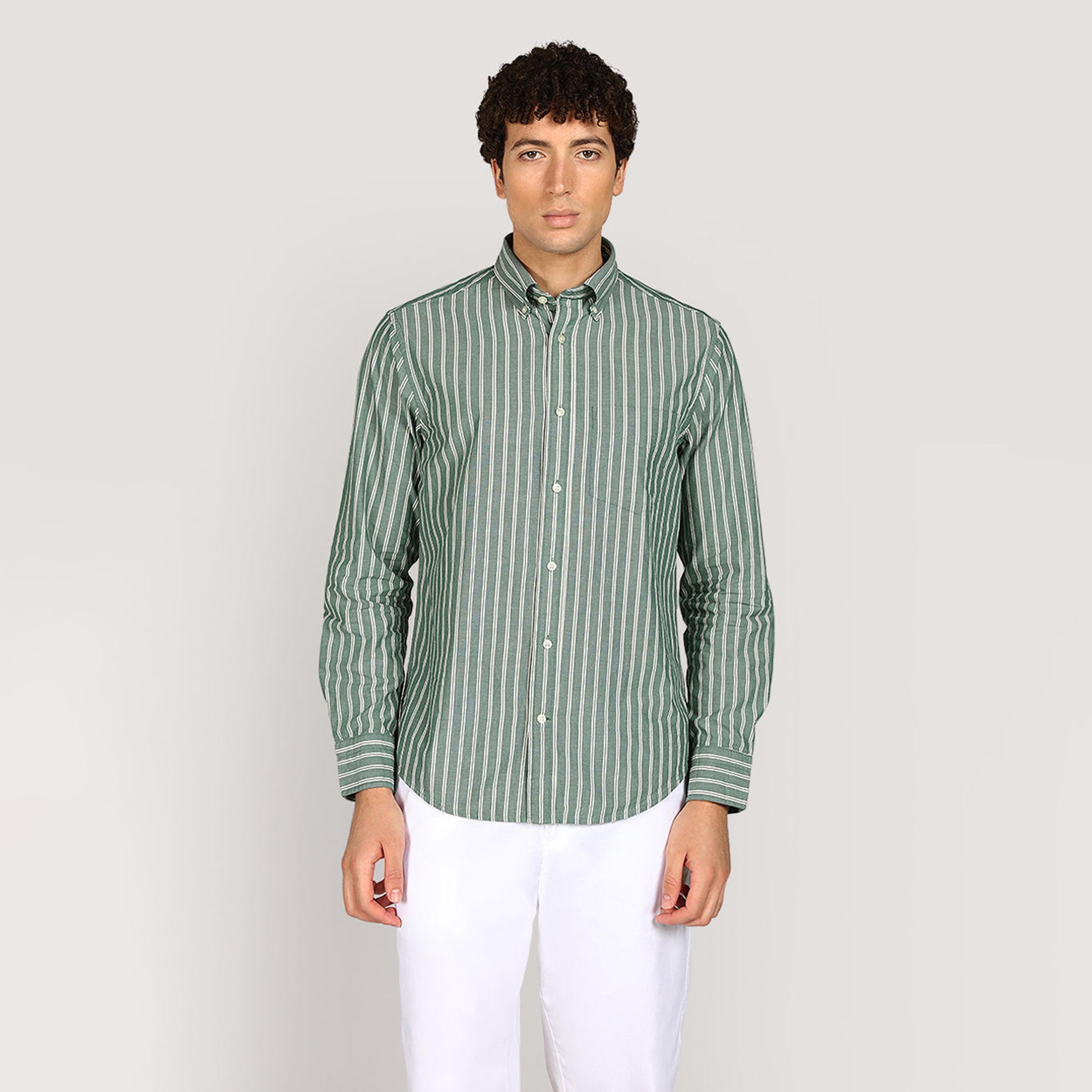 قميص بوبلين رجالي بقصة عادية بياقة بأزرار وأكمام طويلة، مخطط من جانت-men-clothing-shirts-image-5