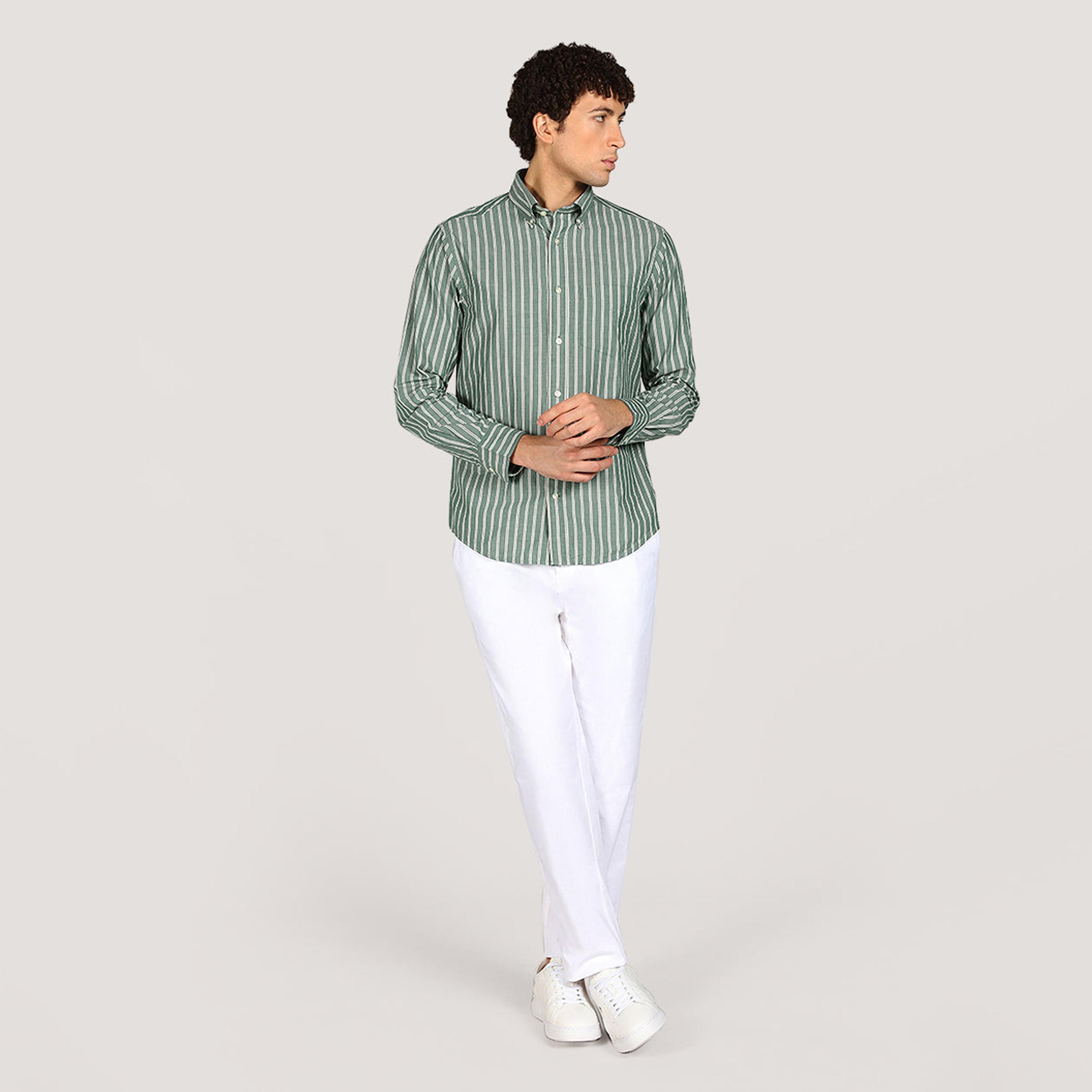 قميص بوبلين رجالي بقصة عادية بياقة بأزرار وأكمام طويلة، مخطط من جانت-men-clothing-shirts-image-6