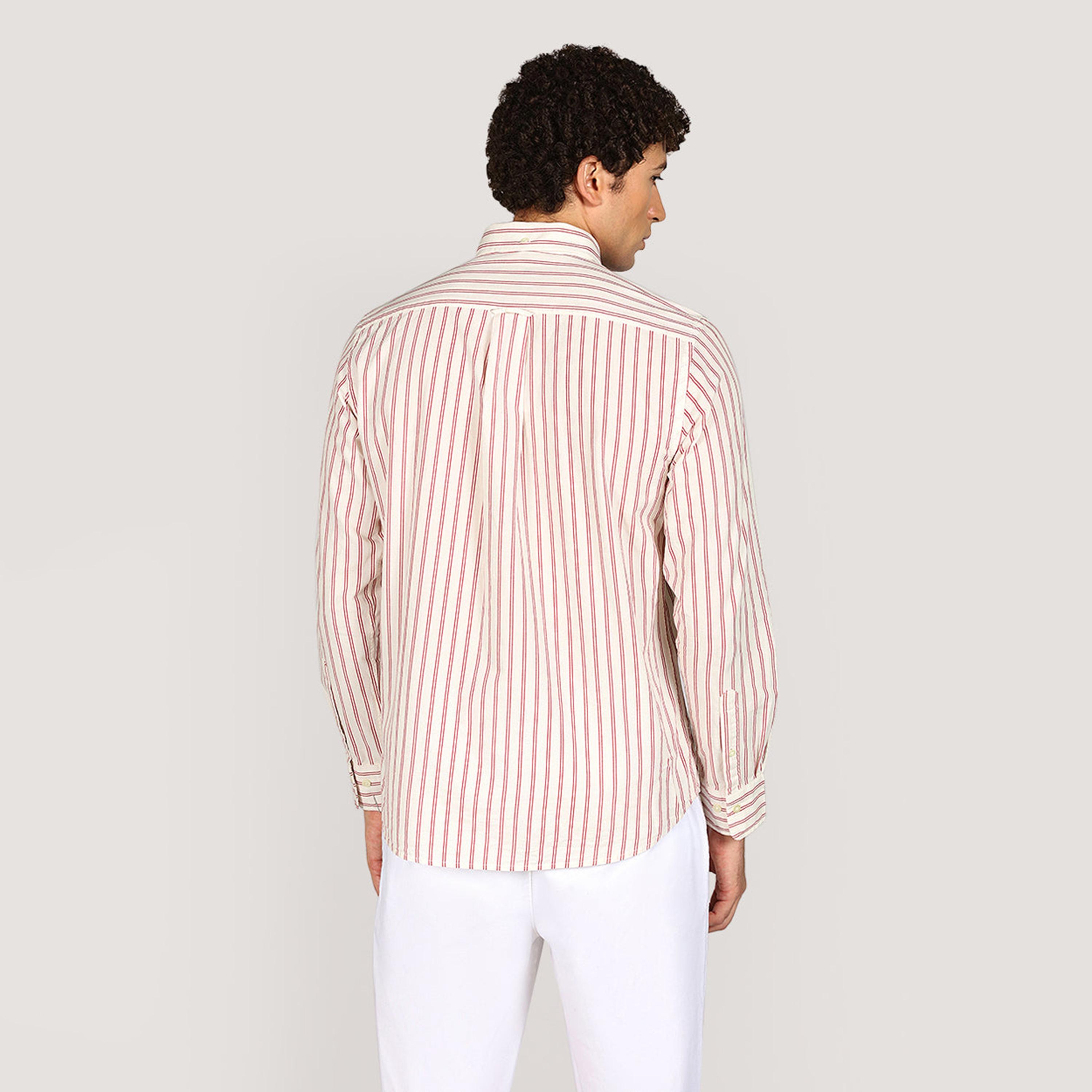 قميص بوبلين رجالي بقصة عادية بياقة بأزرار وأكمام طويلة، مخطط من جانت-men-clothing-shirts-image-4