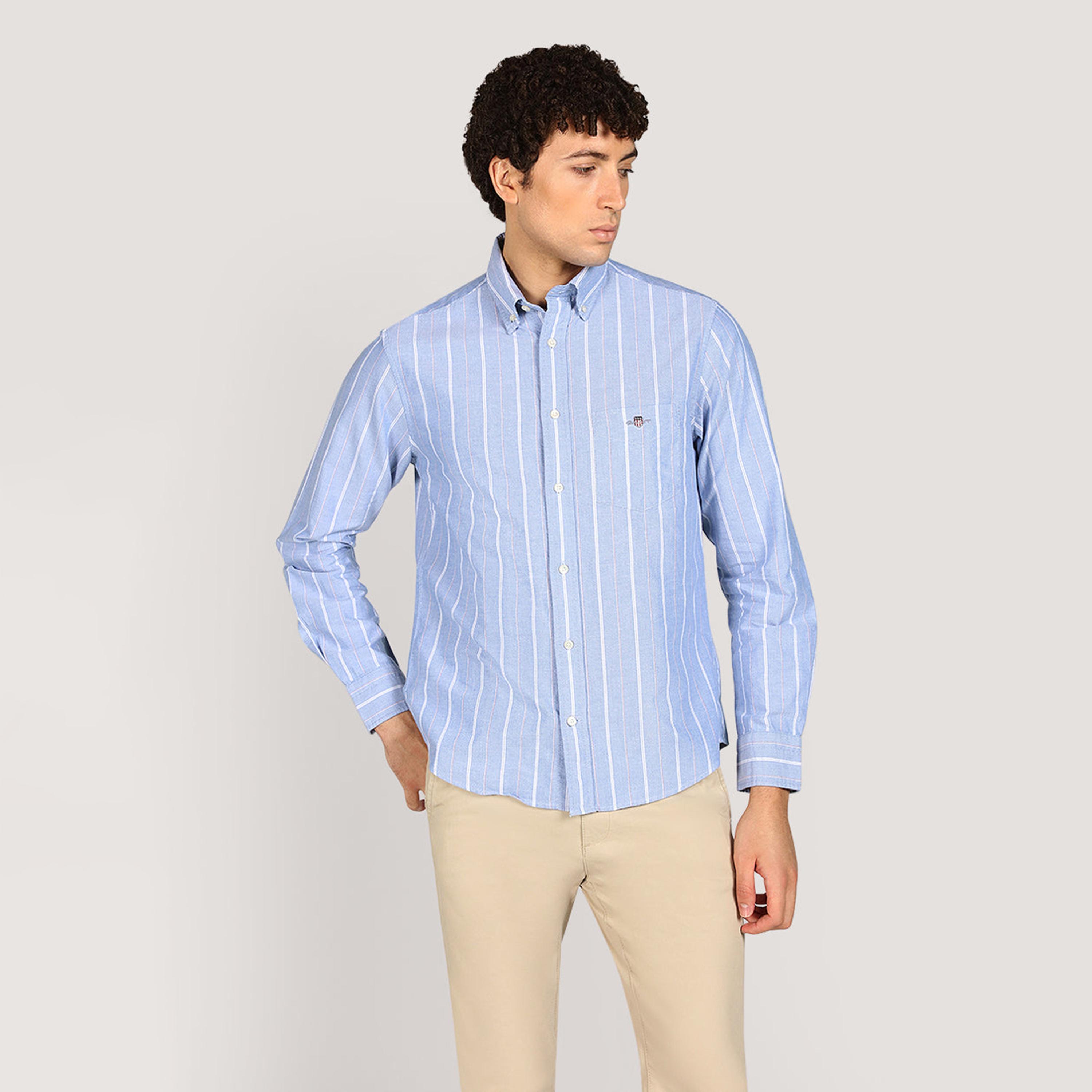 Gant Striped Regular Fit Long Sleeves Classic Oxford Button-Down Collar Men's Shirt-men-clothing-shirts-image-1