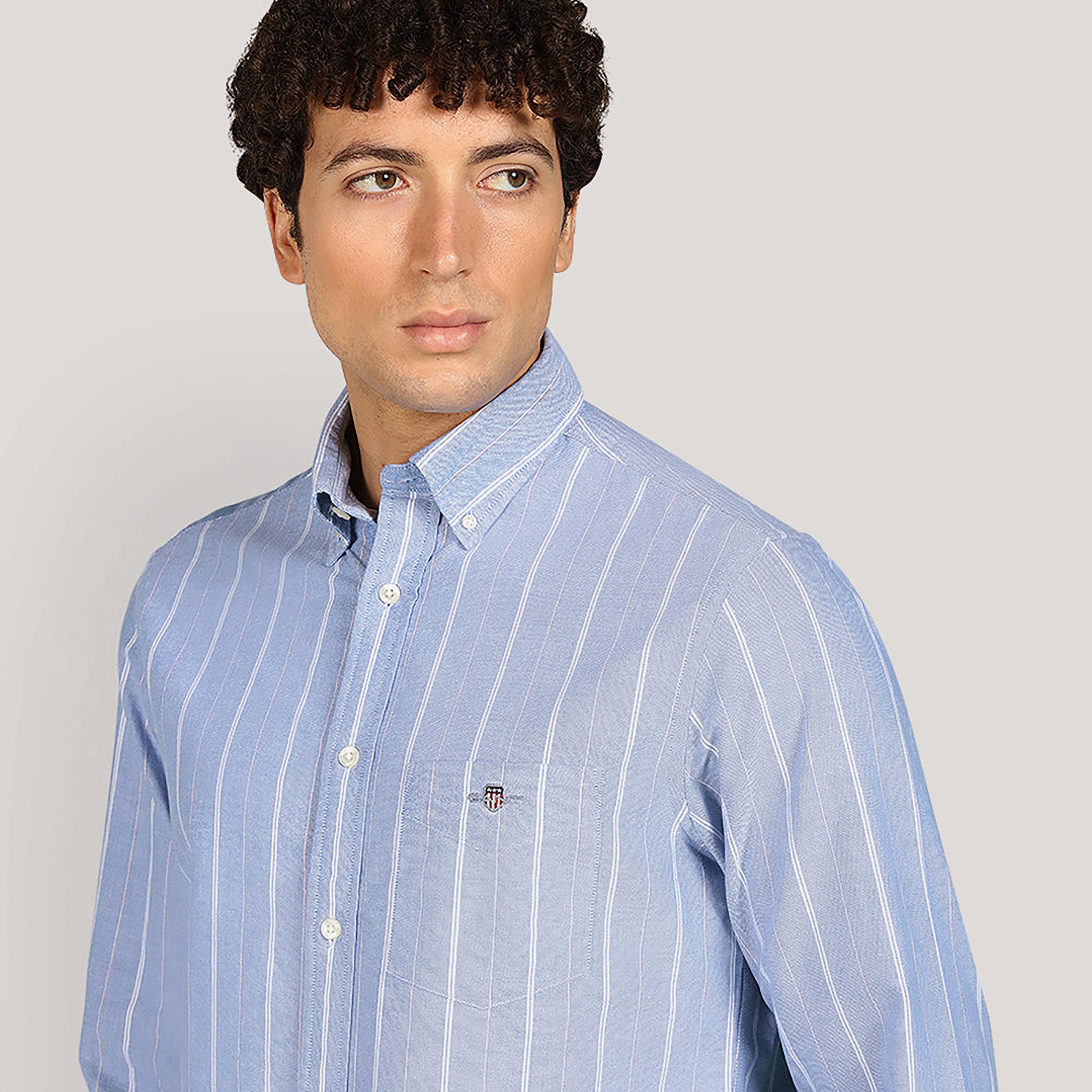 Gant Striped Regular Fit Long Sleeves Classic Oxford Button-Down Collar Men's Shirt-men-clothing-shirts-image-3