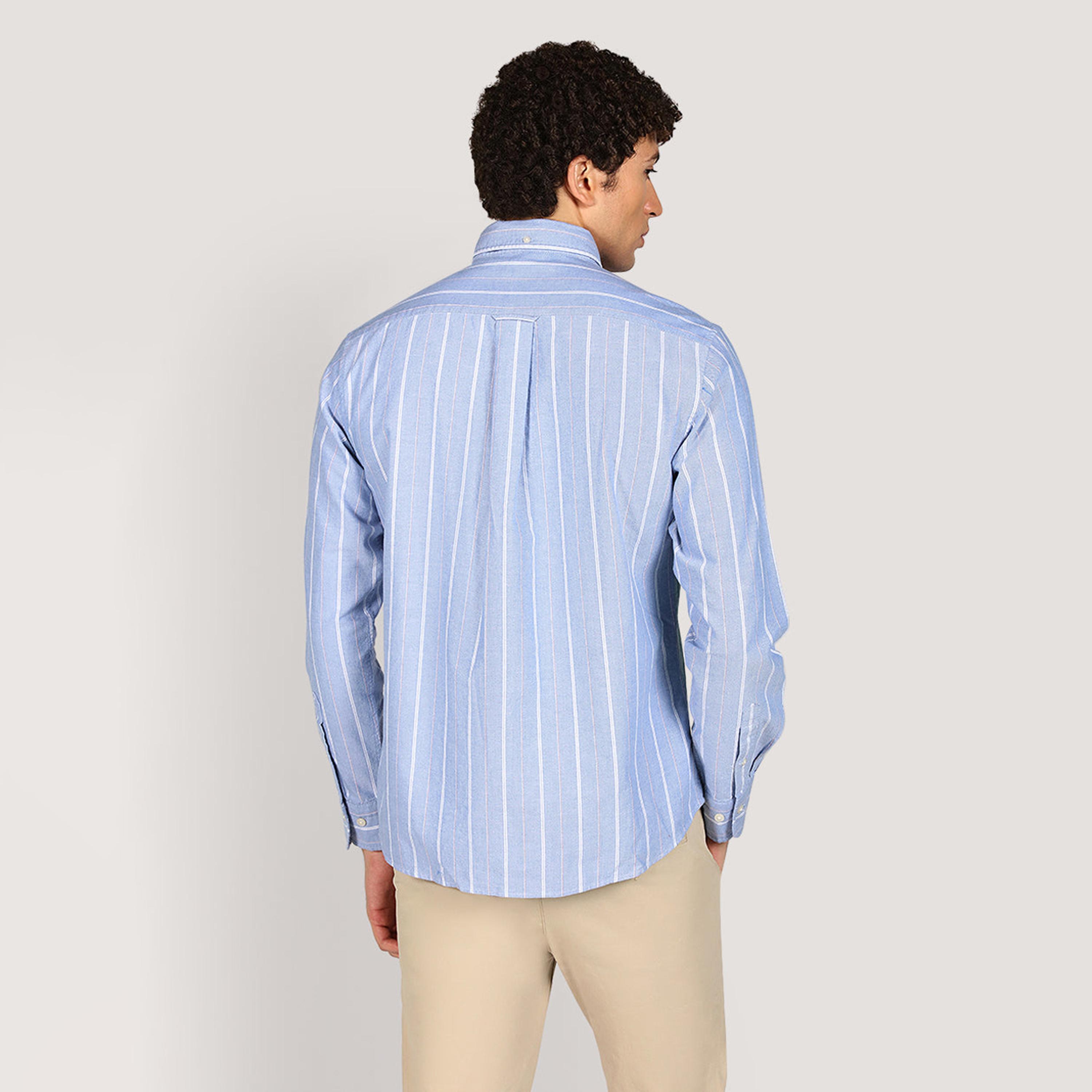 قميص أكسفورد رجالي بقصة عادية بياقة بأزرار وأكمام طويلة، مخطط من جانت-men-clothing-shirts-image-8