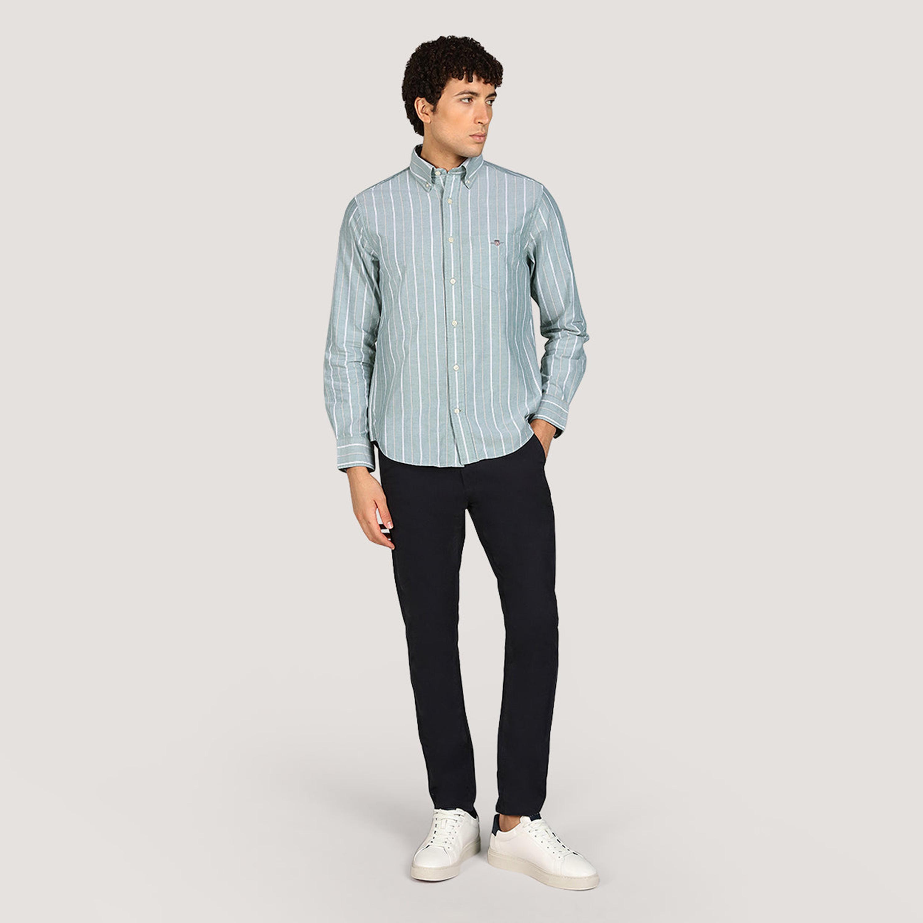 Gant Striped Regular Fit Long Sleeves Classic Oxford Button-Down Collar Men's Shirt-men-clothing-shirts-image-2