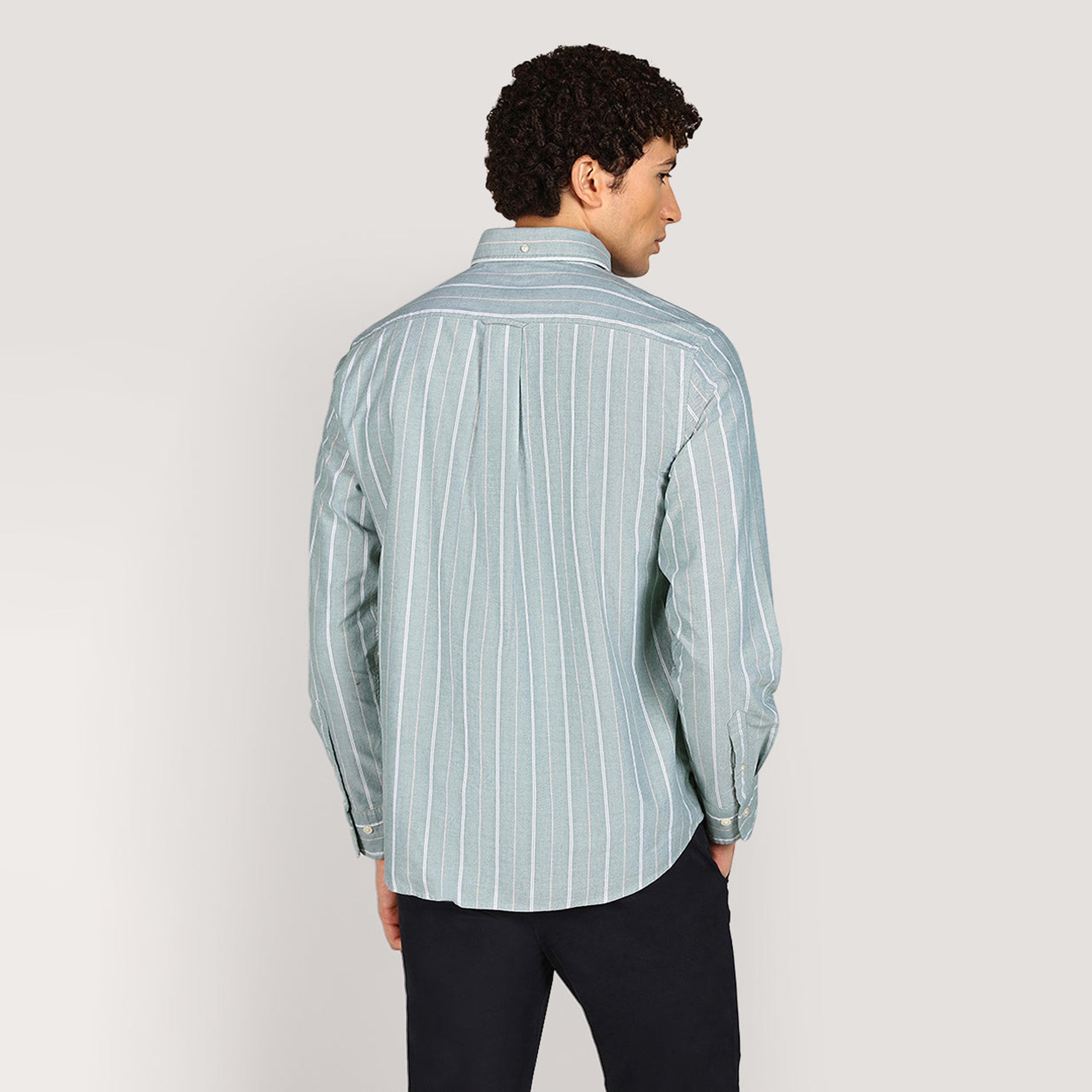 Gant Striped Regular Fit Long Sleeves Classic Oxford Button-Down Collar Men's Shirt-men-clothing-shirts-image-4