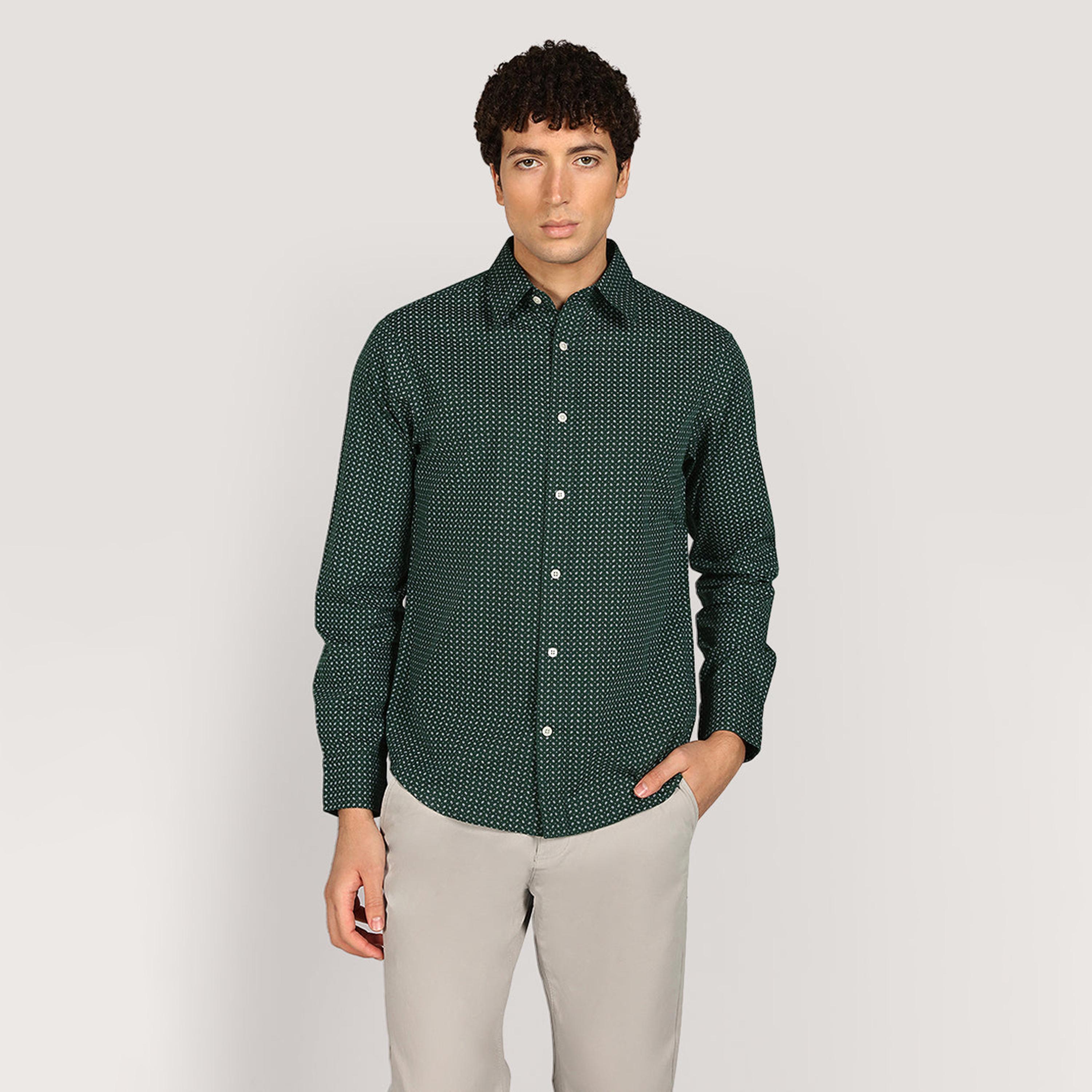Gant Regular Fit Printed Spread Collar Long Sleeves Men's Shirt-men-clothing-shirts-image-1