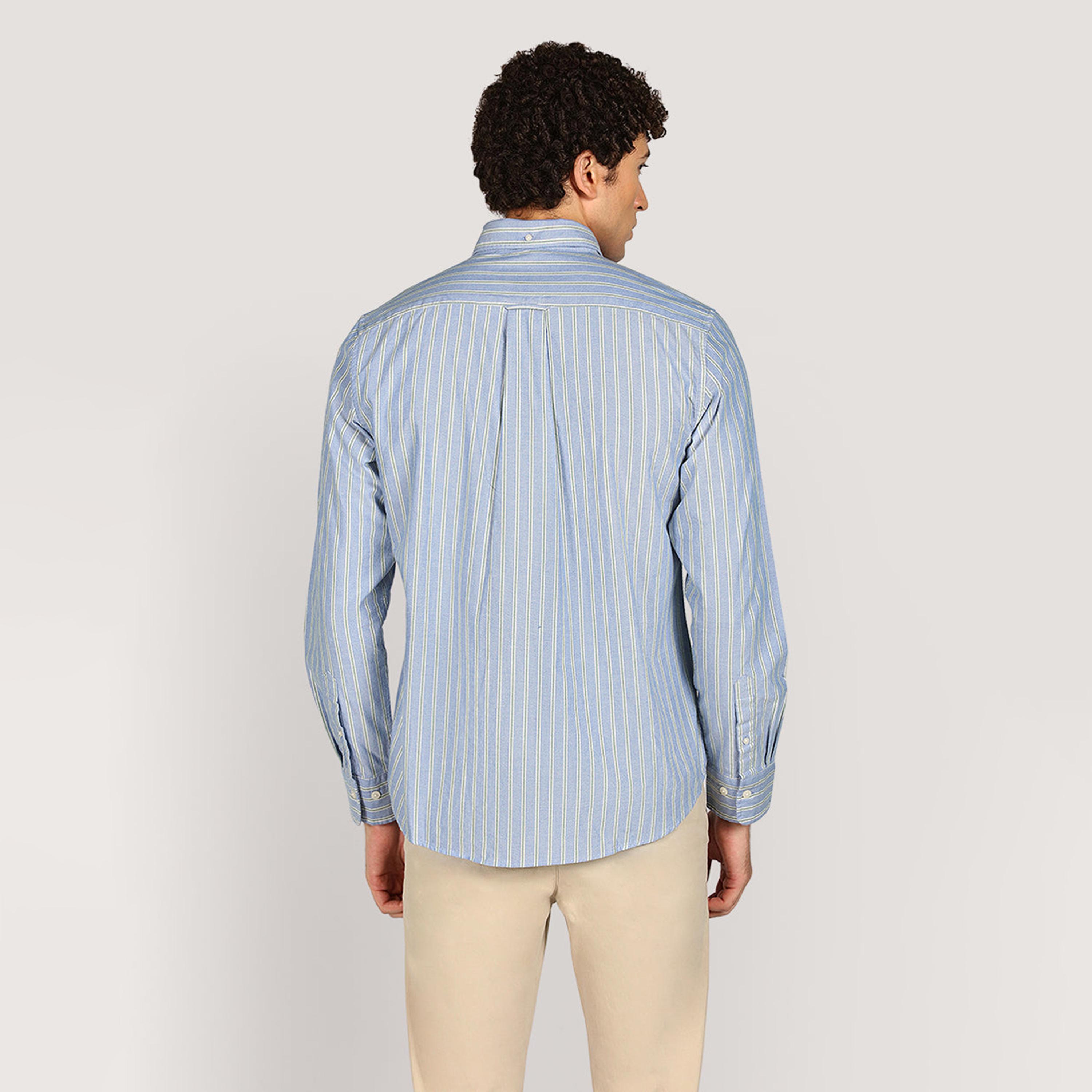قميص أكسفورد رجالي بقصة عادية بياقة بأزرار وأكمام طويلة، مخطط من جانت-men-clothing-shirts-image-4