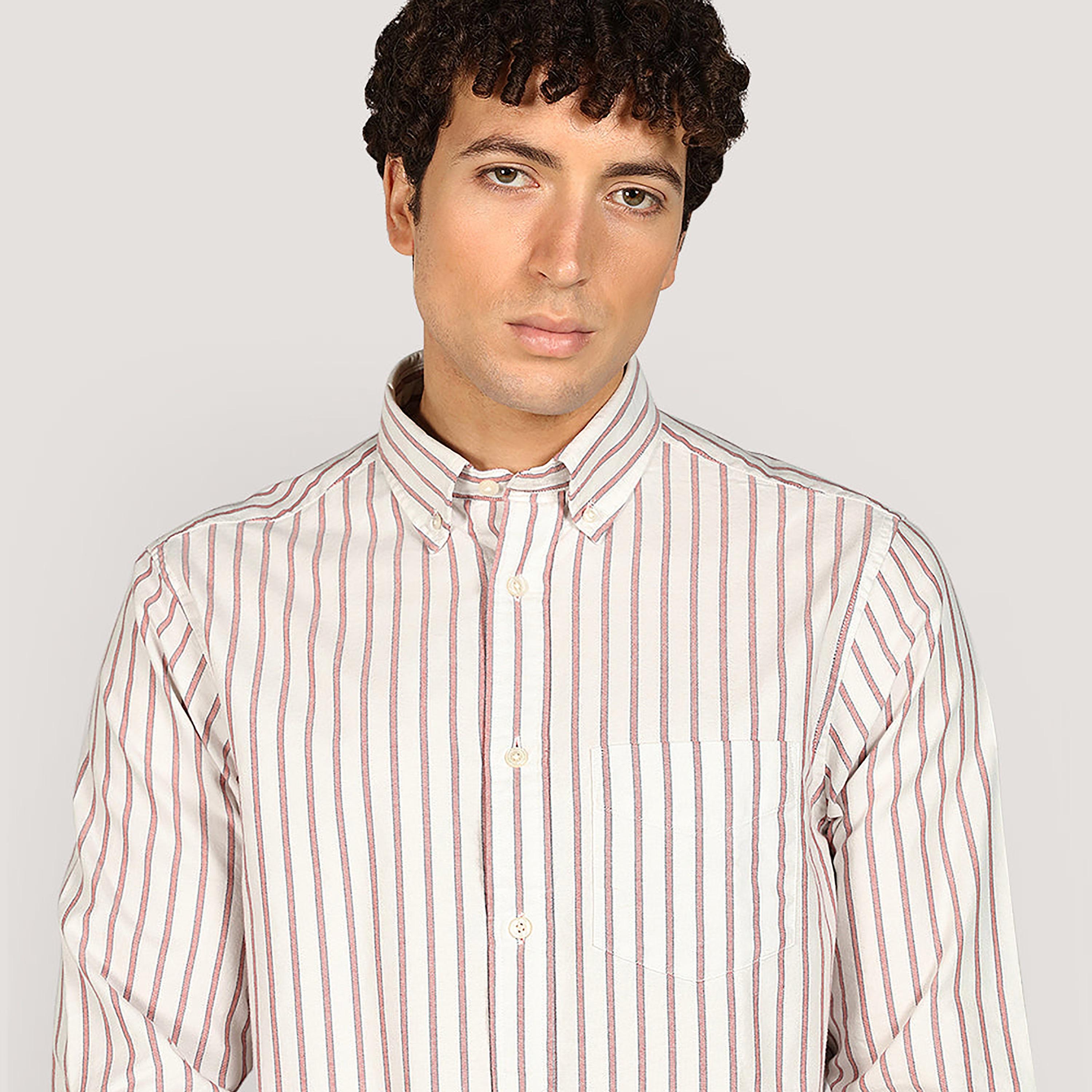 Gant Striped Regular Fit Long Sleeves Oxford Button-Down Collar Men's Shirt-men-clothing-shirts-image-2