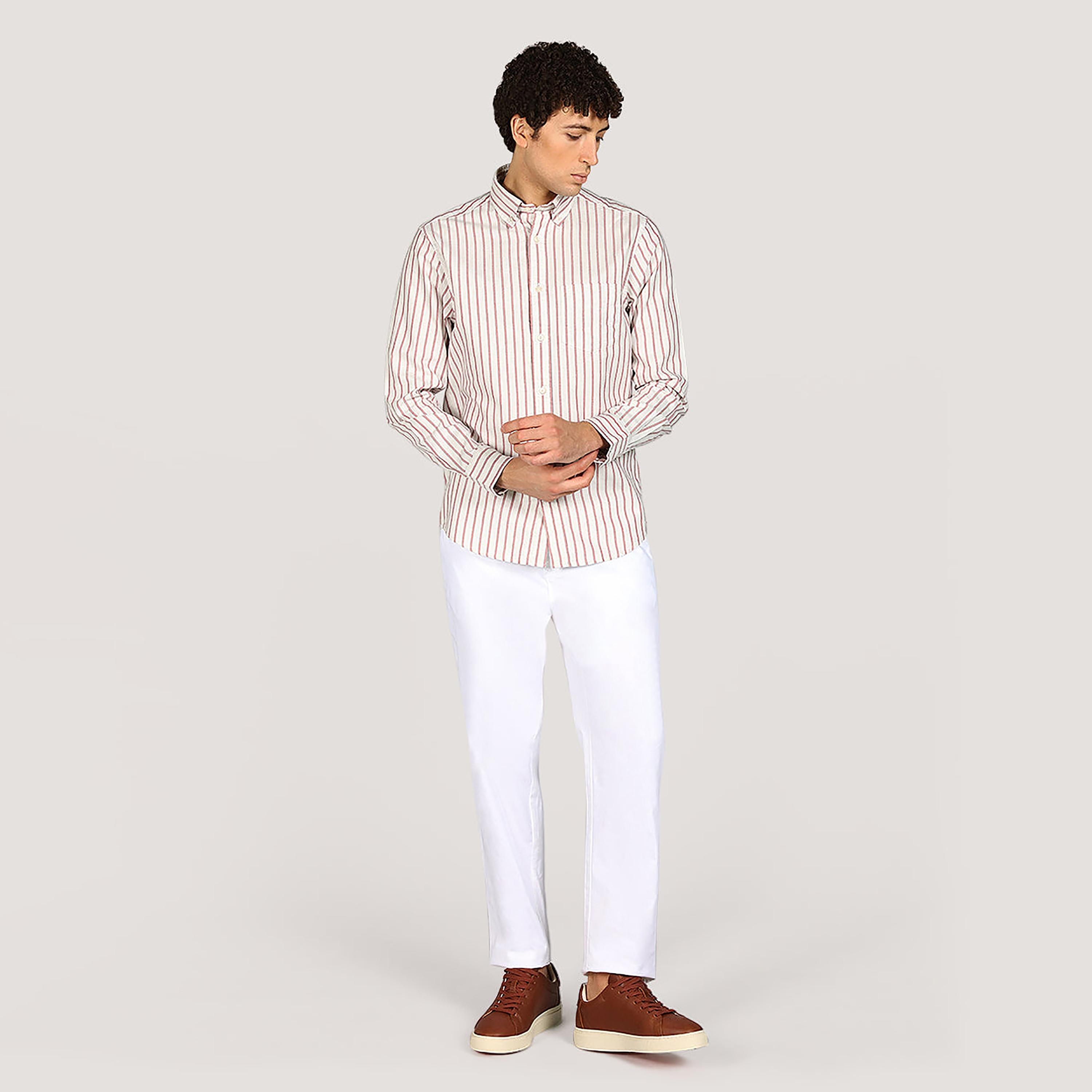 Gant Striped Regular Fit Long Sleeves Oxford Button-Down Collar Men's Shirt-men-clothing-shirts-image-3