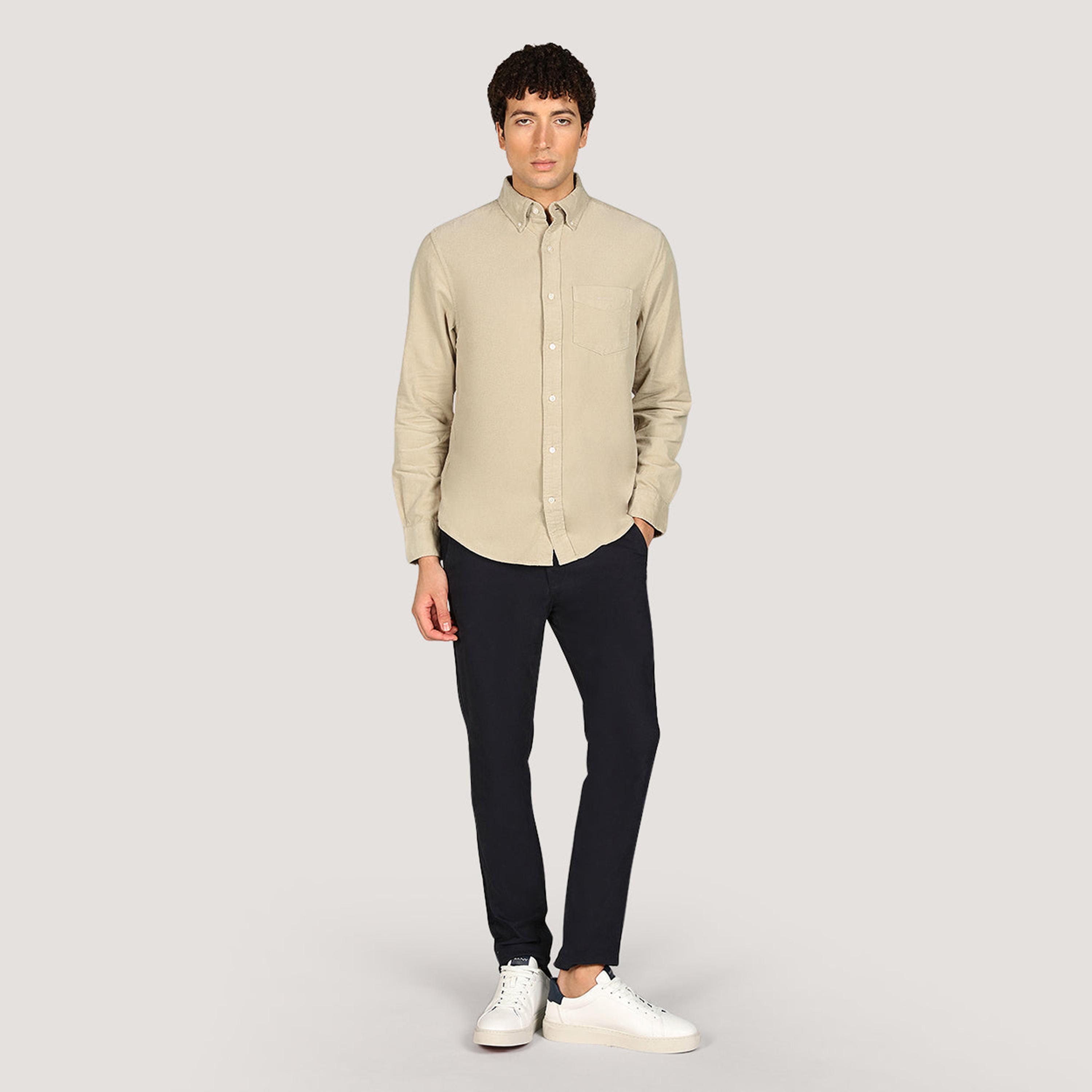 قميص رجالي بقصة عادية بياقة بأزرار من قماش الكوردروي وأكمام طويلة من جانت-men-clothing-shirts-image-2