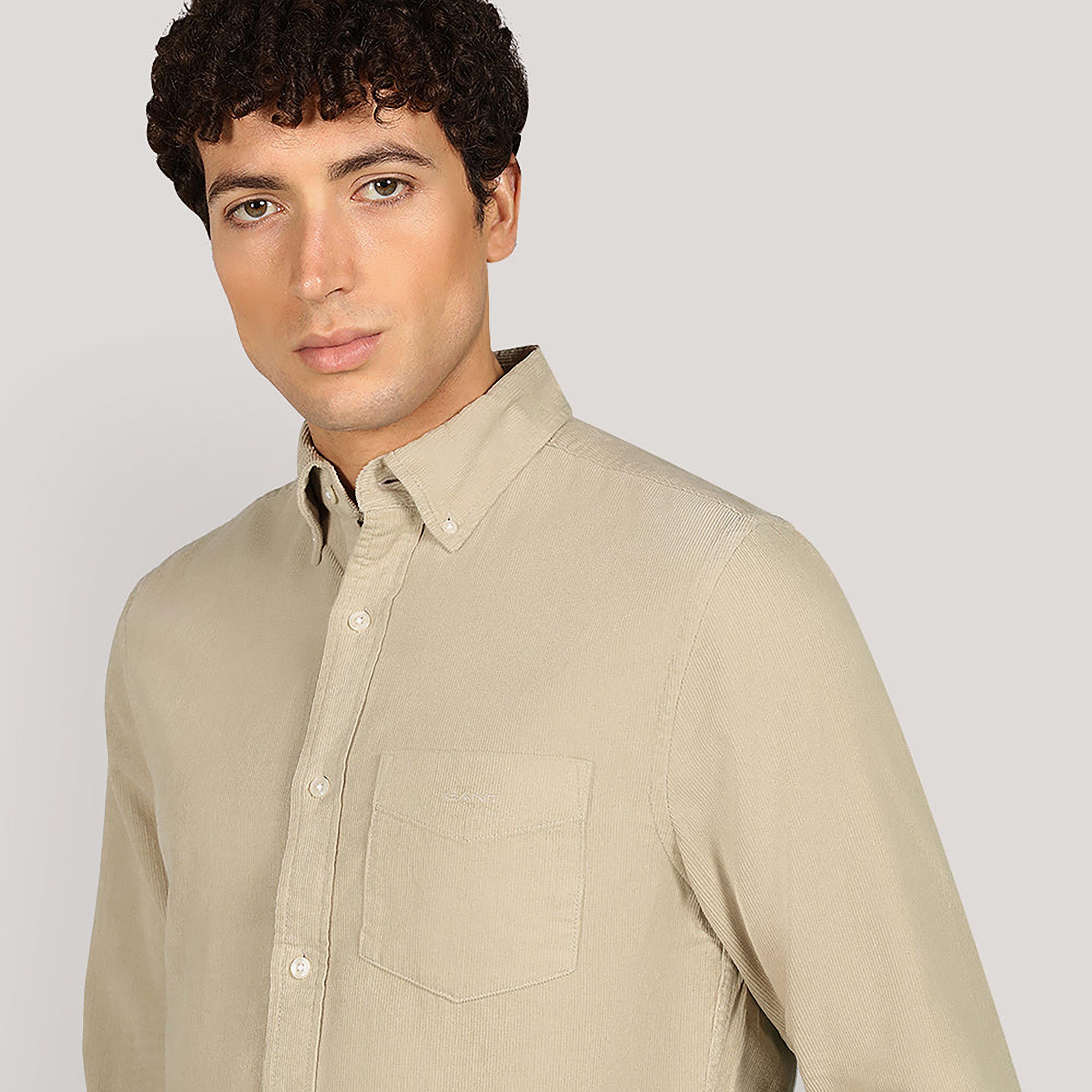 قميص رجالي بقصة عادية بياقة بأزرار من قماش الكوردروي وأكمام طويلة من جانت-men-clothing-shirts-image-3