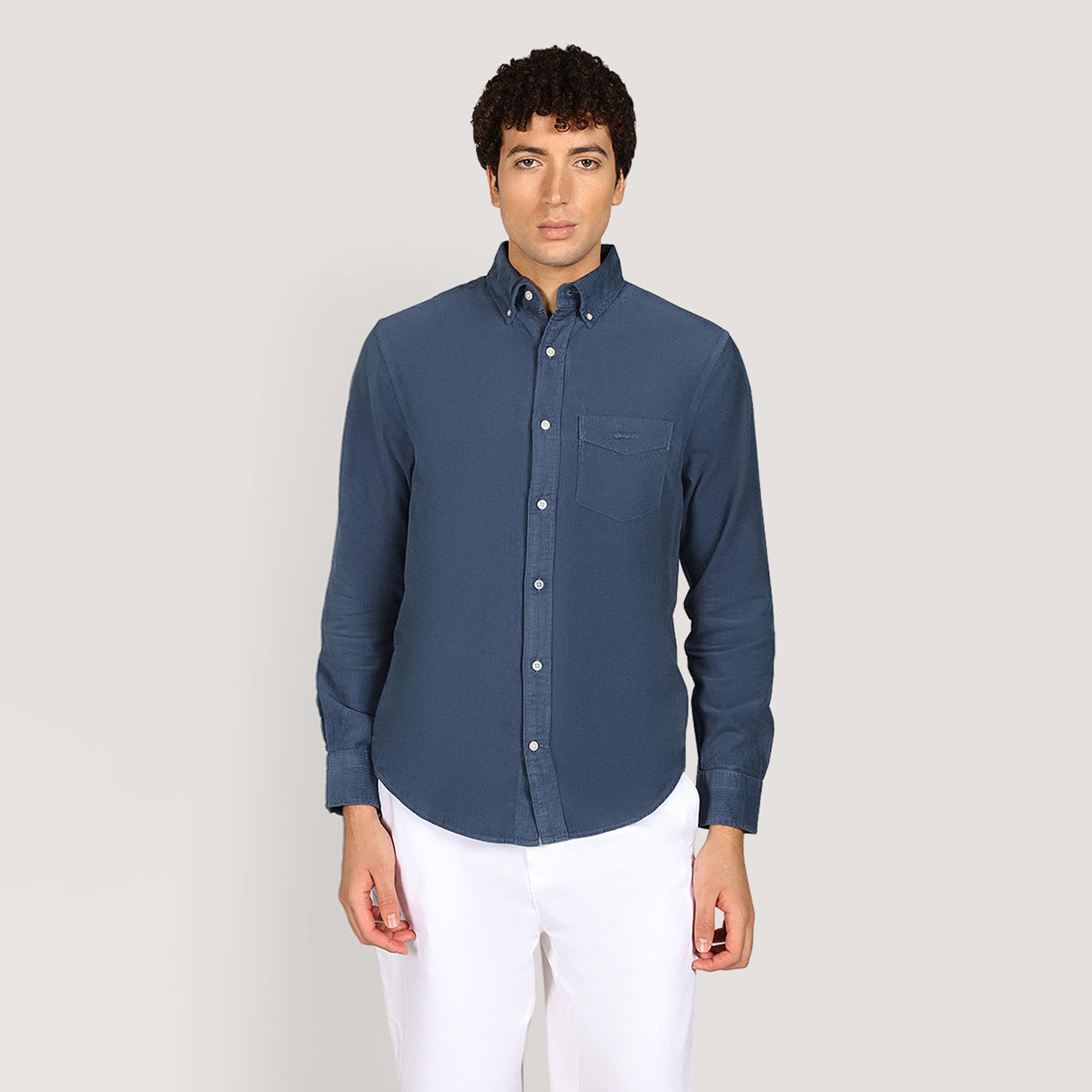 قميص رجالي بقصة عادية بياقة بأزرار من قماش الكوردروي وأكمام طويلة من جانت-men-clothing-shirts-image-5