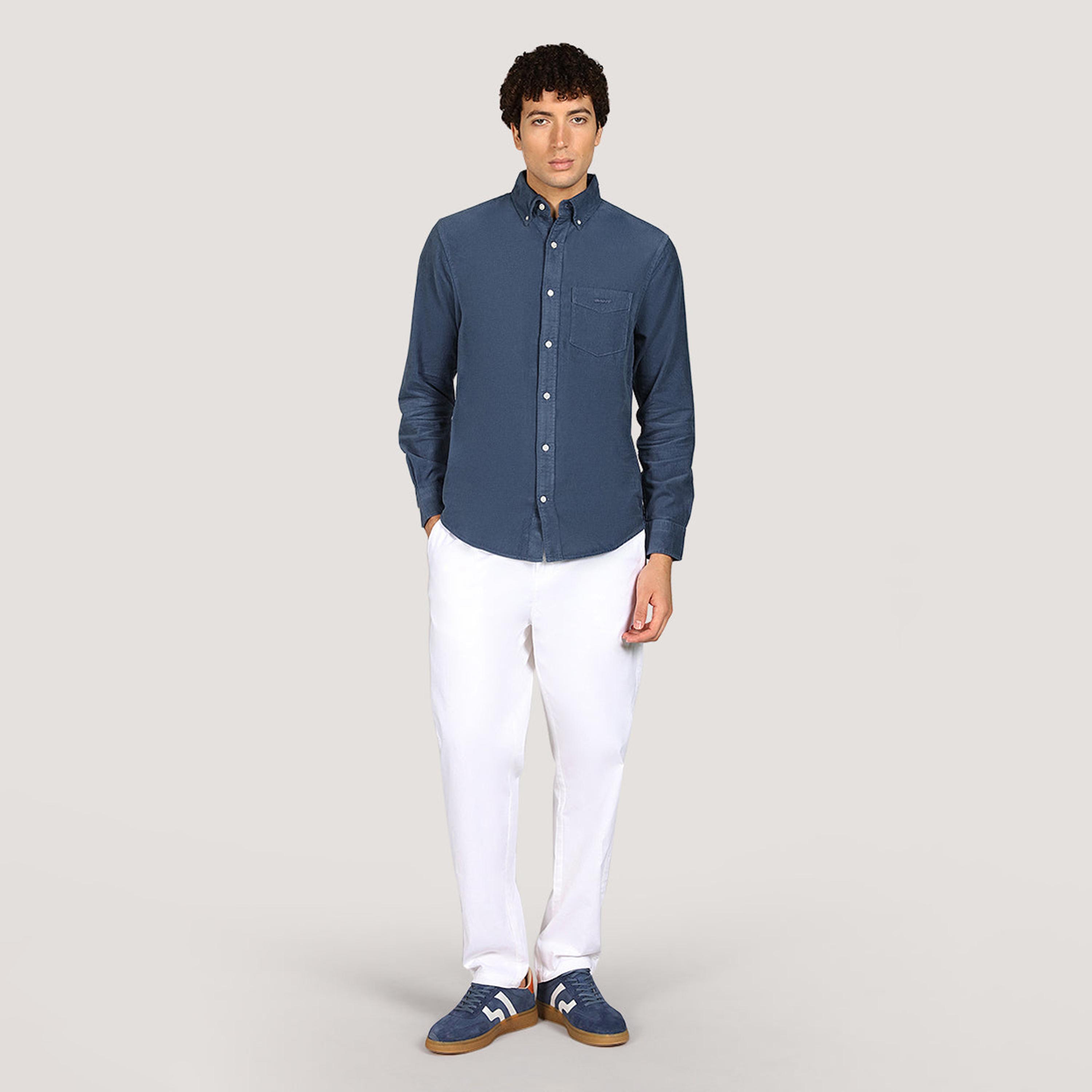 قميص رجالي بقصة عادية بياقة بأزرار من قماش الكوردروي وأكمام طويلة من جانت-men-clothing-shirts-image-6