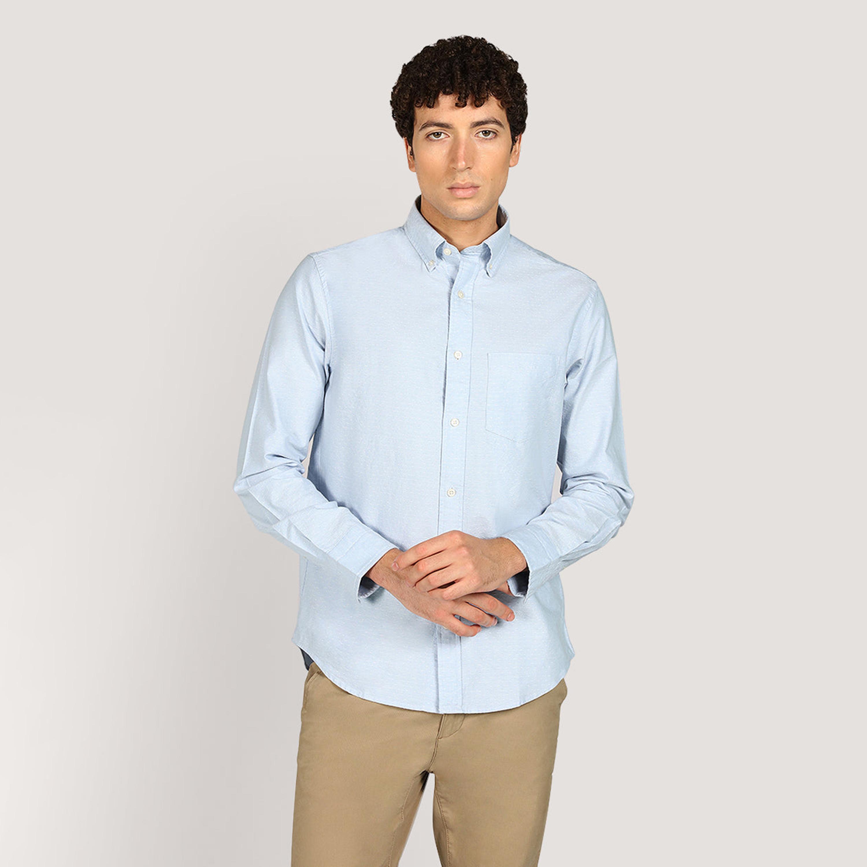 Gant Textured Regular Fit Long Sleeves Oxford Button-Down Collar Men's Shirt-men-clothing-shirts-image-1
