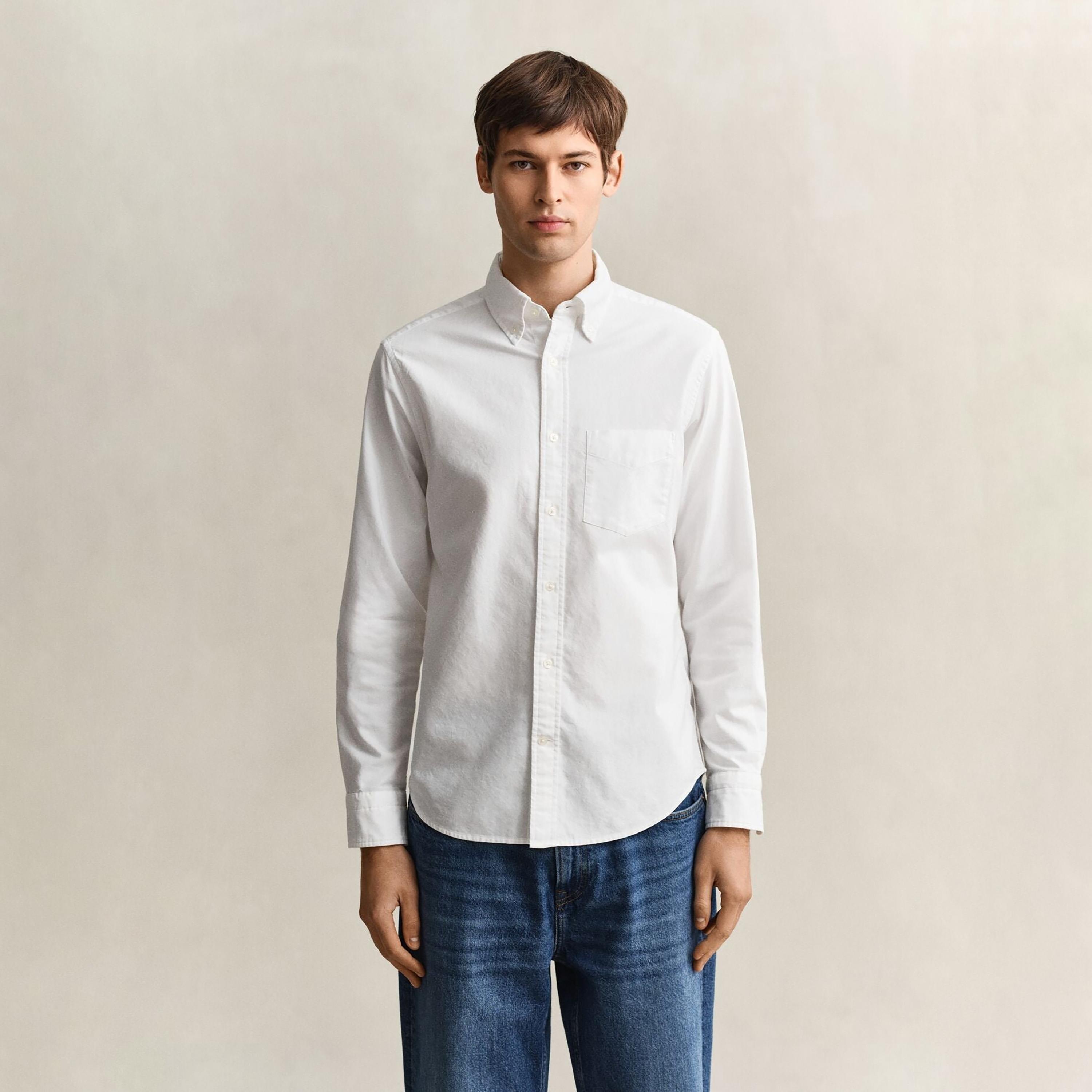 قميص رجالي بقصّة عادية وياقة بأزرار وأكمام طويلة من جانت-men-clothing-shirts-image-1