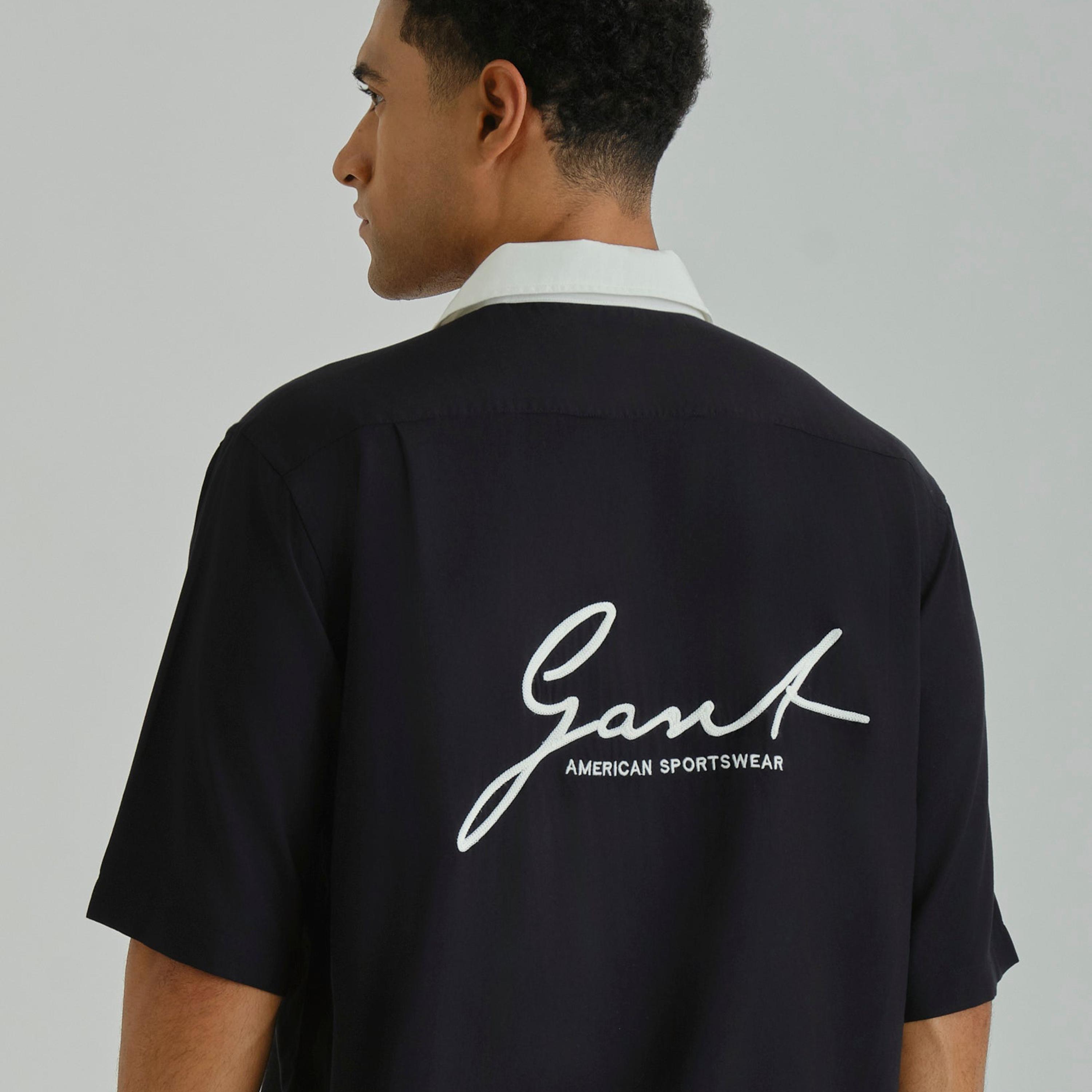 Gant Regular Fit Plain Resort Collar Short Sleeves Men's Shirt-men-clothing-shirts-image-4