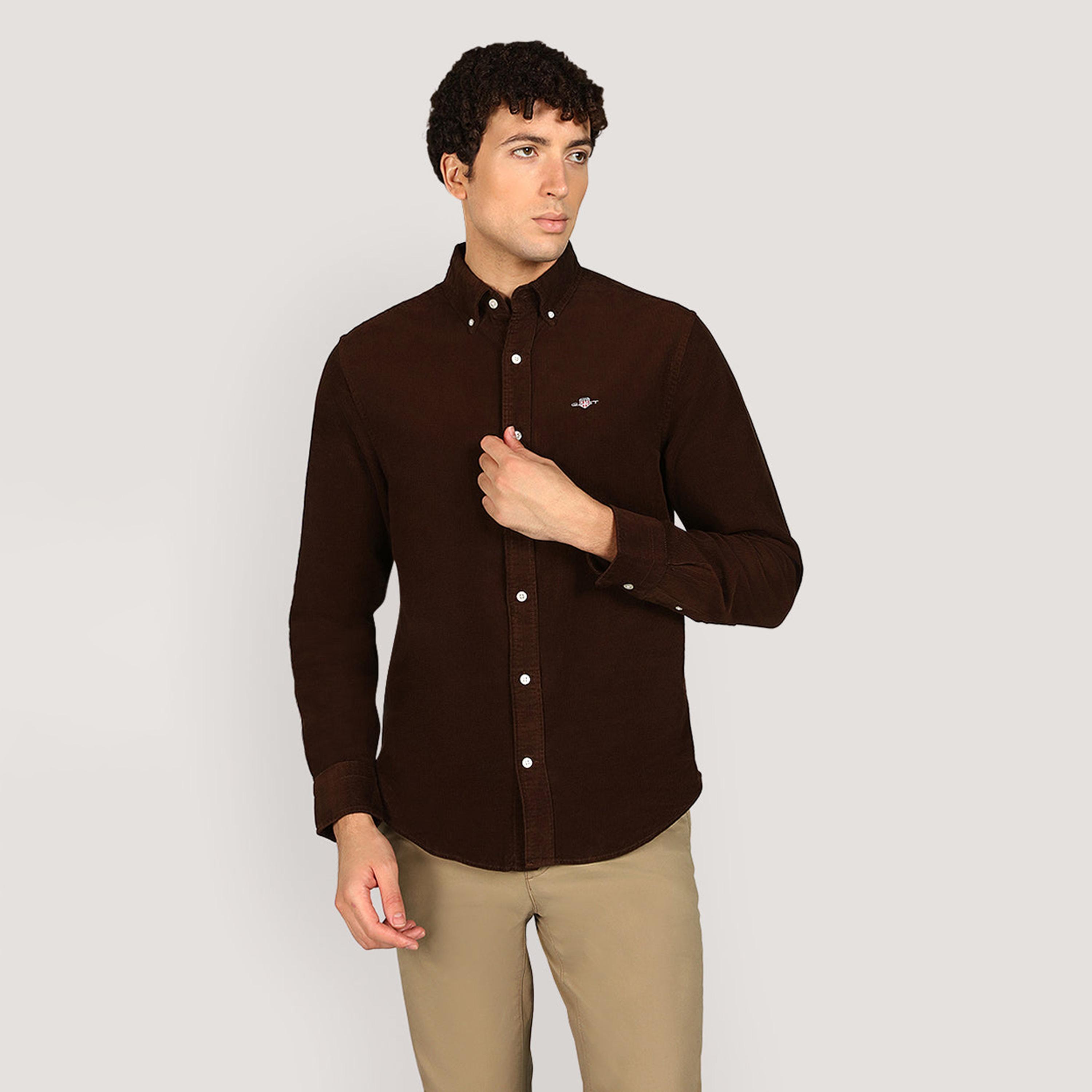 Gant Regular Fit Plain Button-Down Collar Long Sleeves Men's Shirt-men-clothing-shirts-image-1