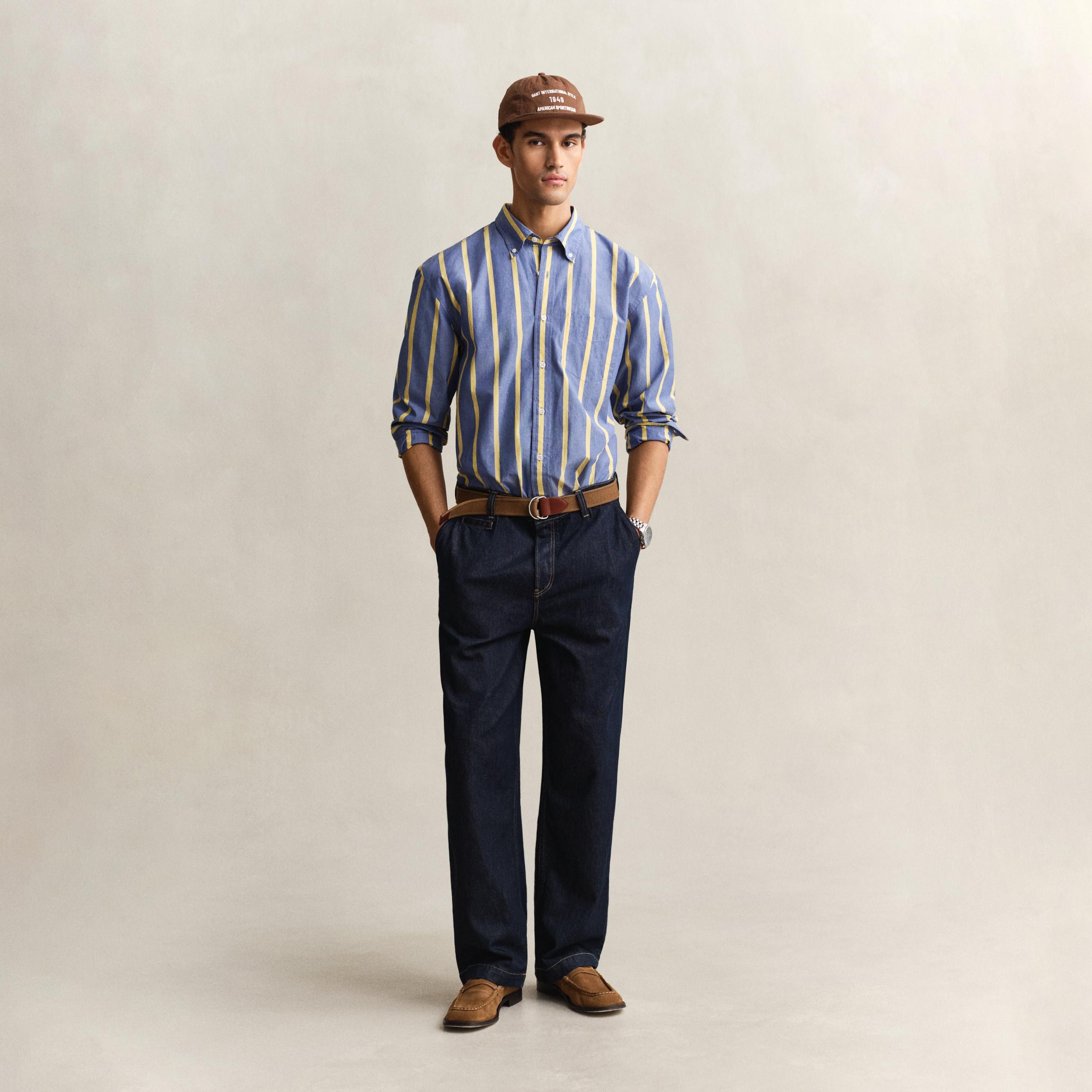 قميص رجالي بتصميم مخطط مريح وياقة بأزرار وأكمام طويلة من جانت-men-clothing-shirts-image-9