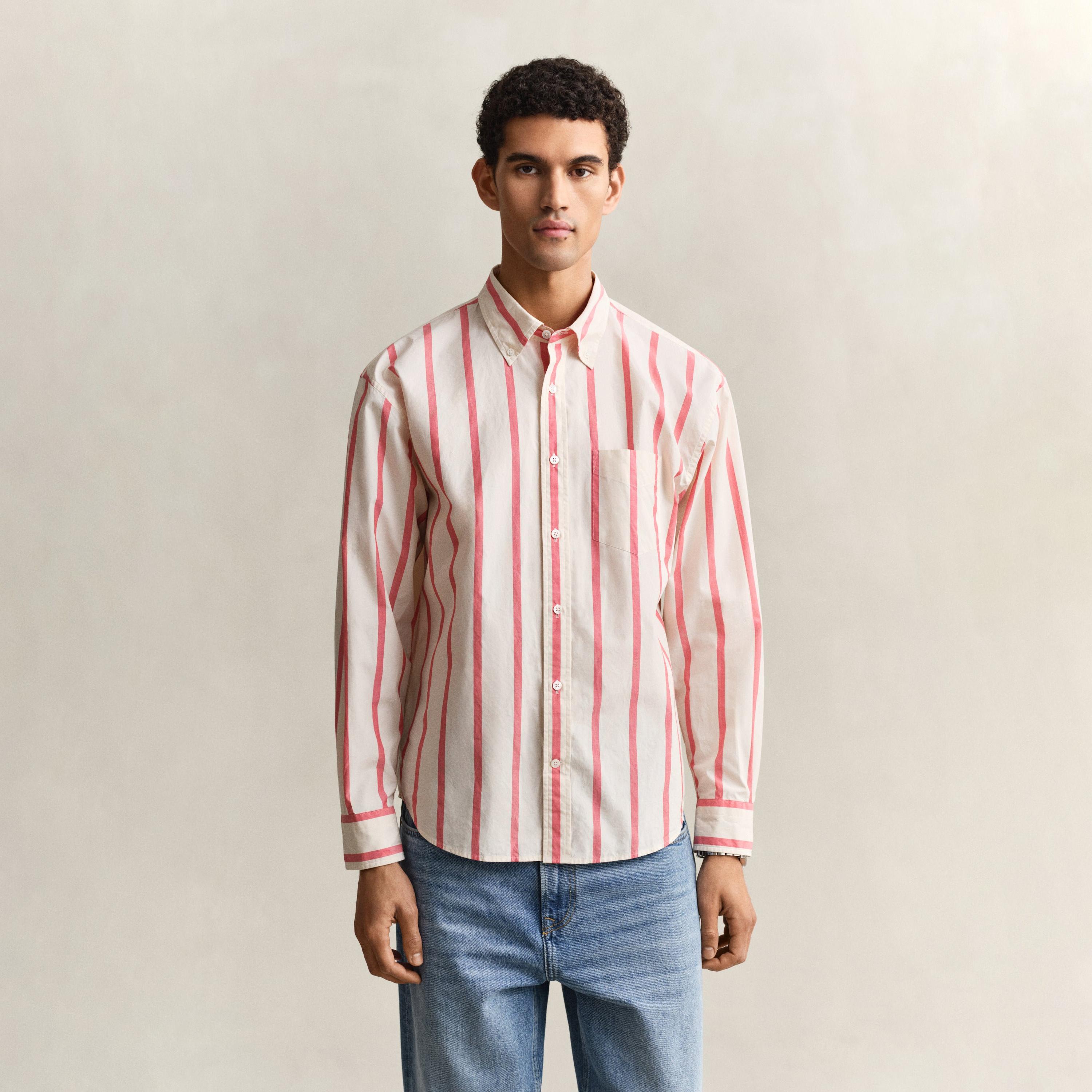 قميص رجالي بتصميم مخطط مريح وياقة بأزرار وأكمام طويلة من جانت-men-clothing-shirts-image-5
