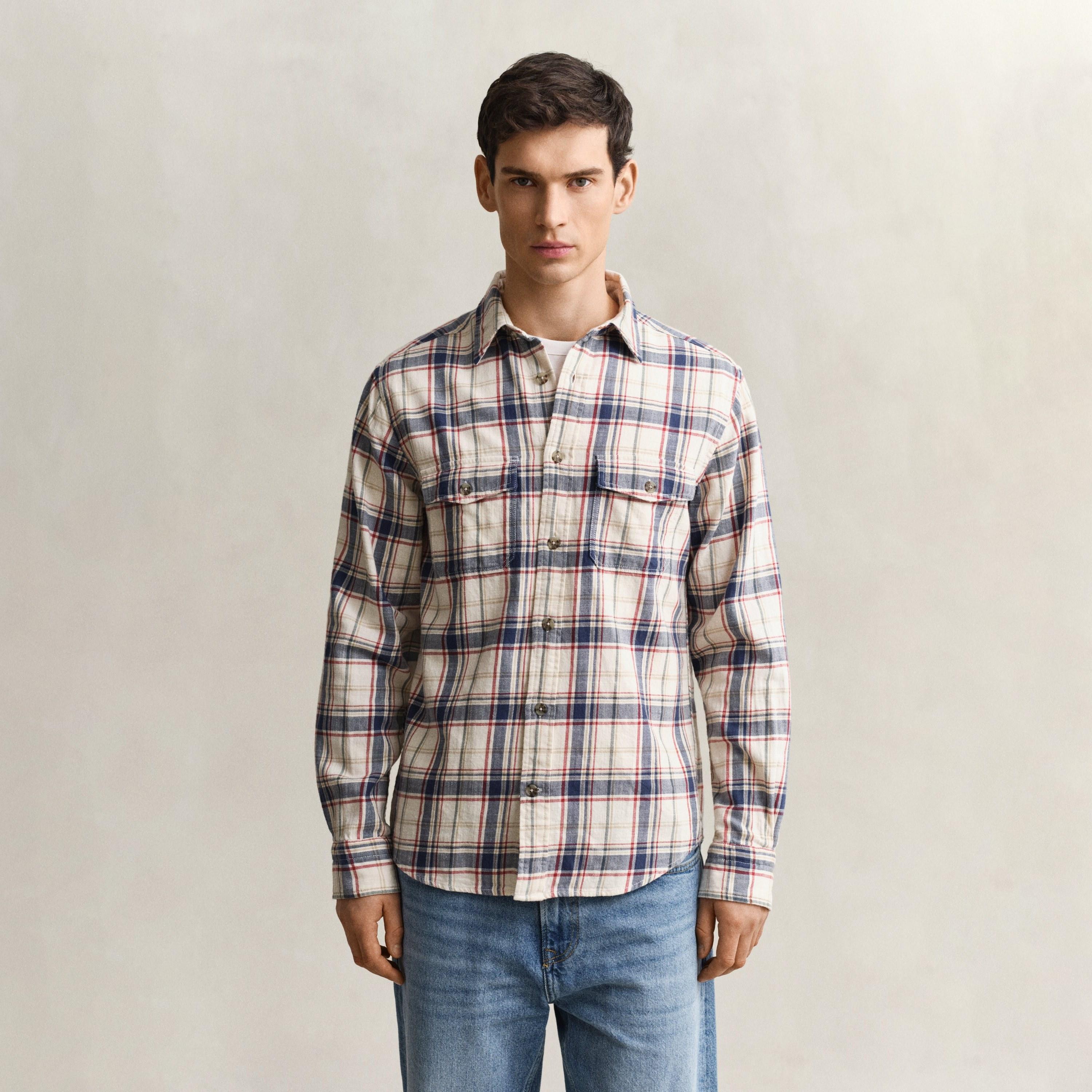 Gant Checked Regular Fit Long Sleeves Spread Collar Men's Shirt-men-clothing-shirts-image-1